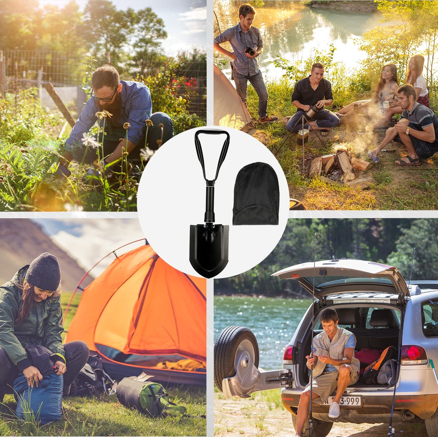 Military Folding Survival Shovel - 50# High-Carbon Steel Entrenching Tool, Portable for Camping, Hunting, Hiking, Fishing, Car Emergency, Gifts for Men