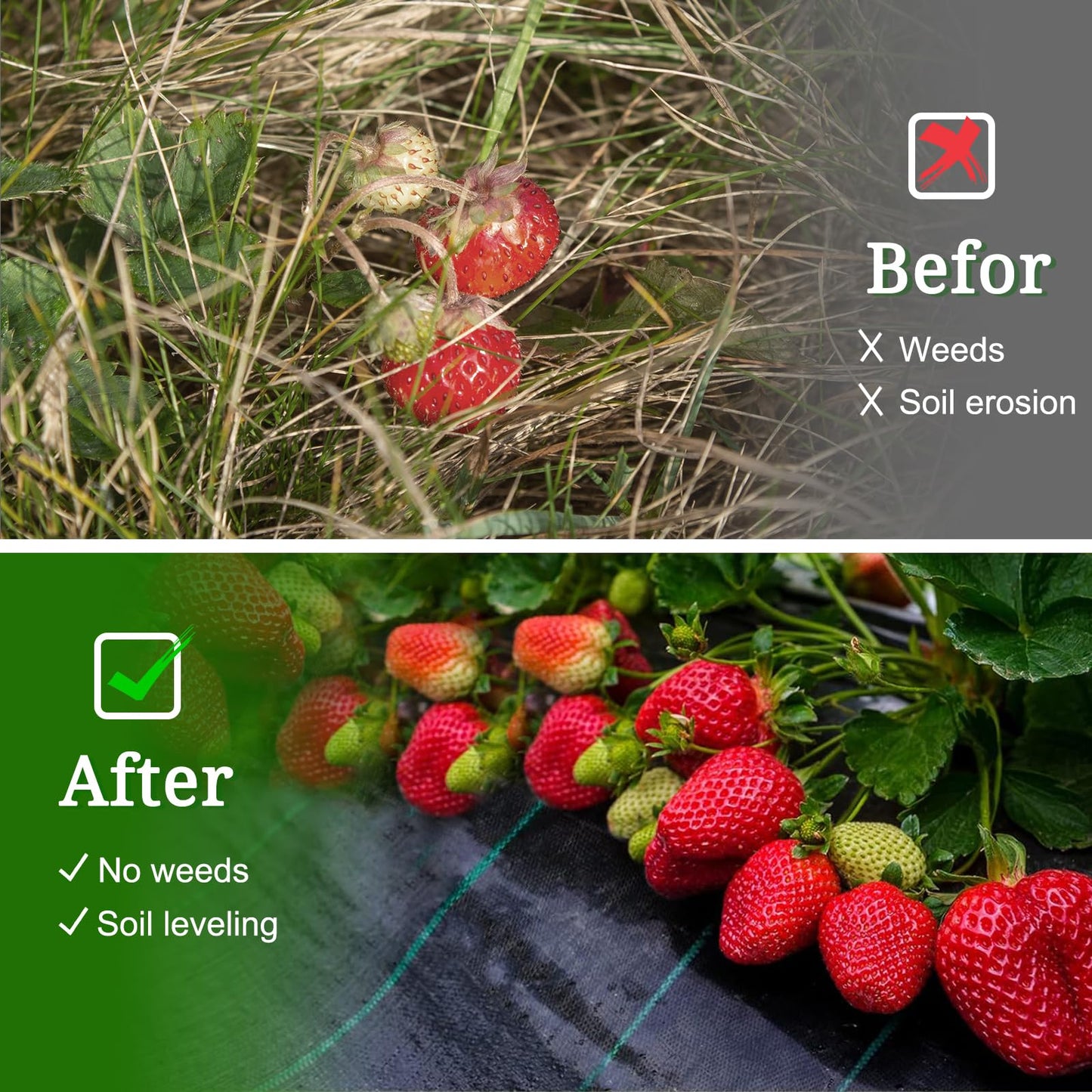 XHDA 2m x 10m Heavy Duty Weed Membrane, Garden Weed Control Barrier Fabric, Weed Suppressant Membrane for Ground Cover