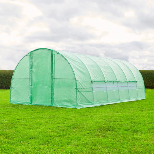 FeelGoodUK 6M(L) x 3M(W) x 2M(H) Polytunnel Greenhouse Pollytunnel Poly Polly Tunnel Fully Galvanised Anti Rust Steel Frame (PT6) With Metal Door