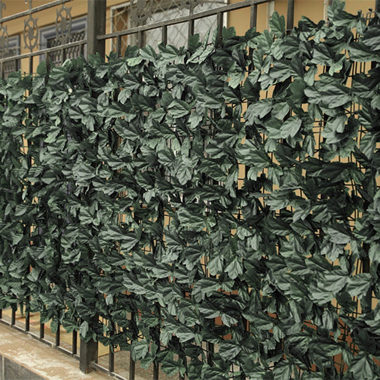 Esoes 2pcs Artificial Hedge Roll, Fence Screening Trellis with Artificial Leaves, Artificial Ivy Privacy Fence, Garden Screening for Balcony Garden Decoration-Dark Green(0.5M*1M)