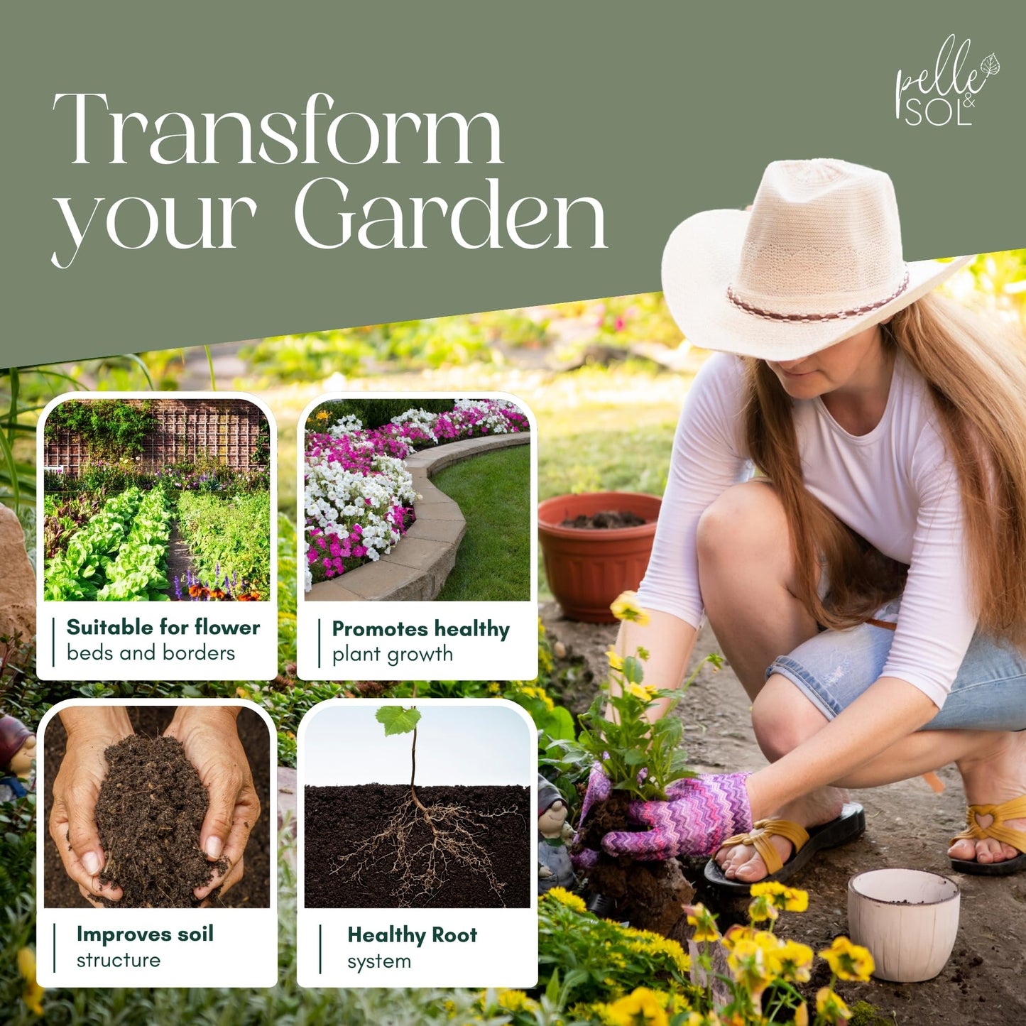 Pelle & Sol 60L Multi-Purpose Compost Soil - Potting Mix – Indoor Plant Soil - Use for Indoor Potting, Growing, Indoor Plants and General Planting Needs