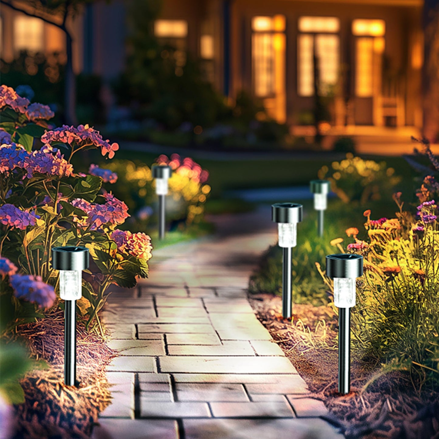 GIGALUMI Solar Lights Outdoor Garden Waterproof,12 Pack,Stainless Steel LED Solar Garden Lights for Patio, Lawn, Yard and Landscape Decor, Cold White