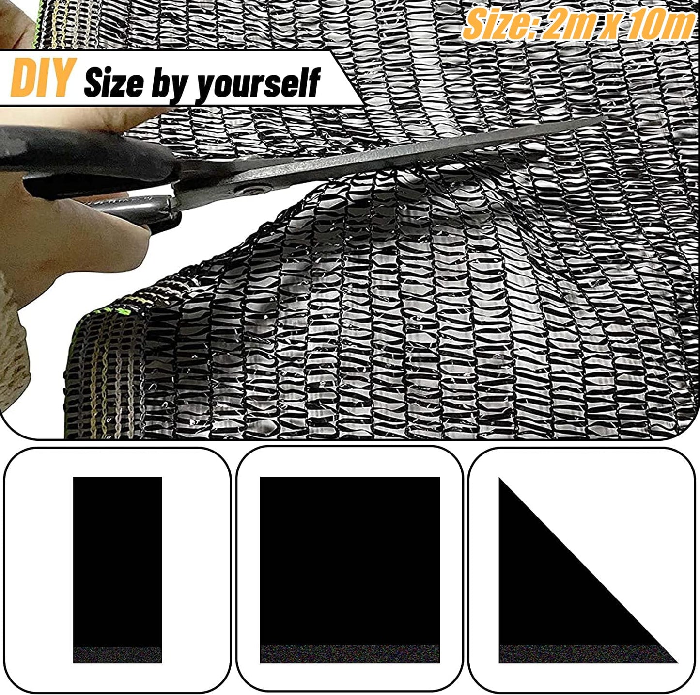 LATERN 55% Shade Cloth Cover, 2m x 10m Garden Mesh Shade Tarp HDPE Sunblock Shade Net UV Resistant Netting for Greenhouse Cover Patio Plant Flower Chicken Coop Carport