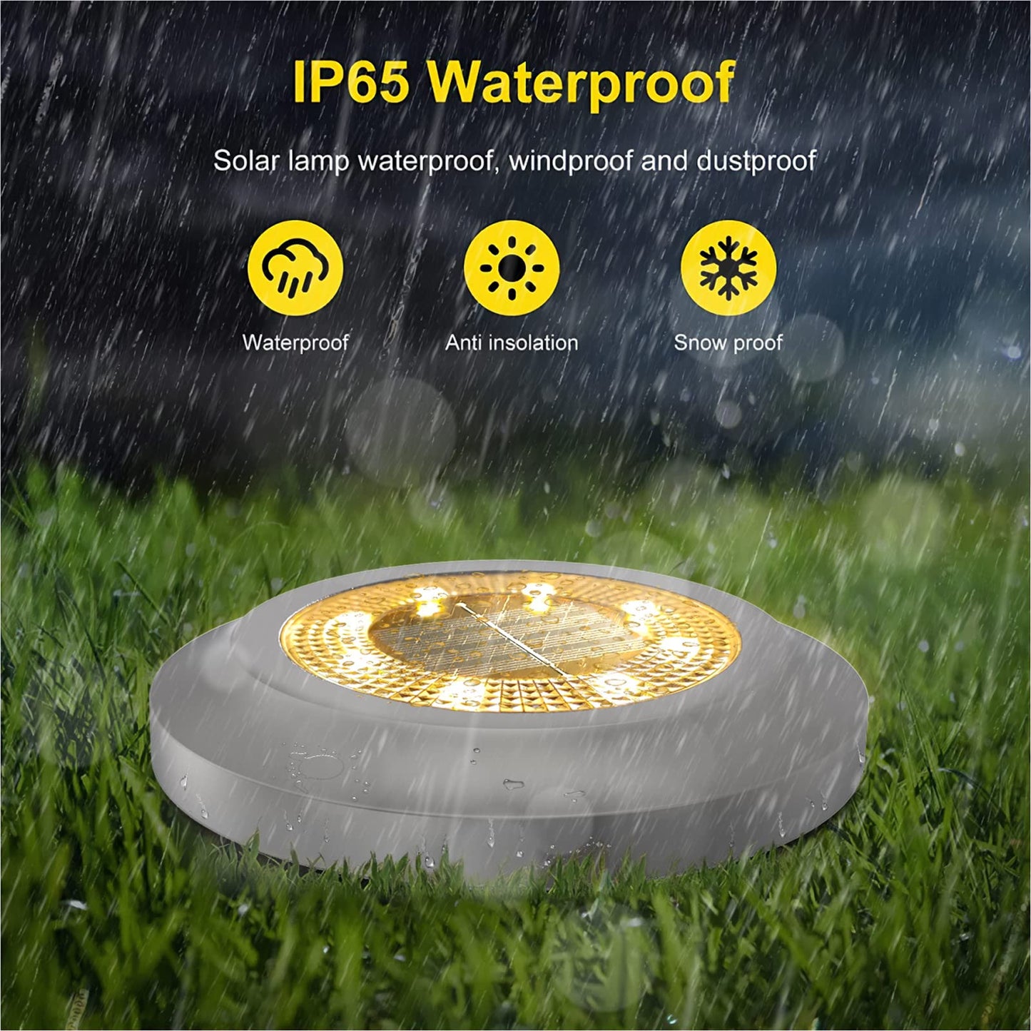Solar Lights Outdoor Garden,600mAh 8 LED Solar Disk Ground Lights for Garden Lawn Pathway Yard Landscape Walkway（8 Pack Warm White）