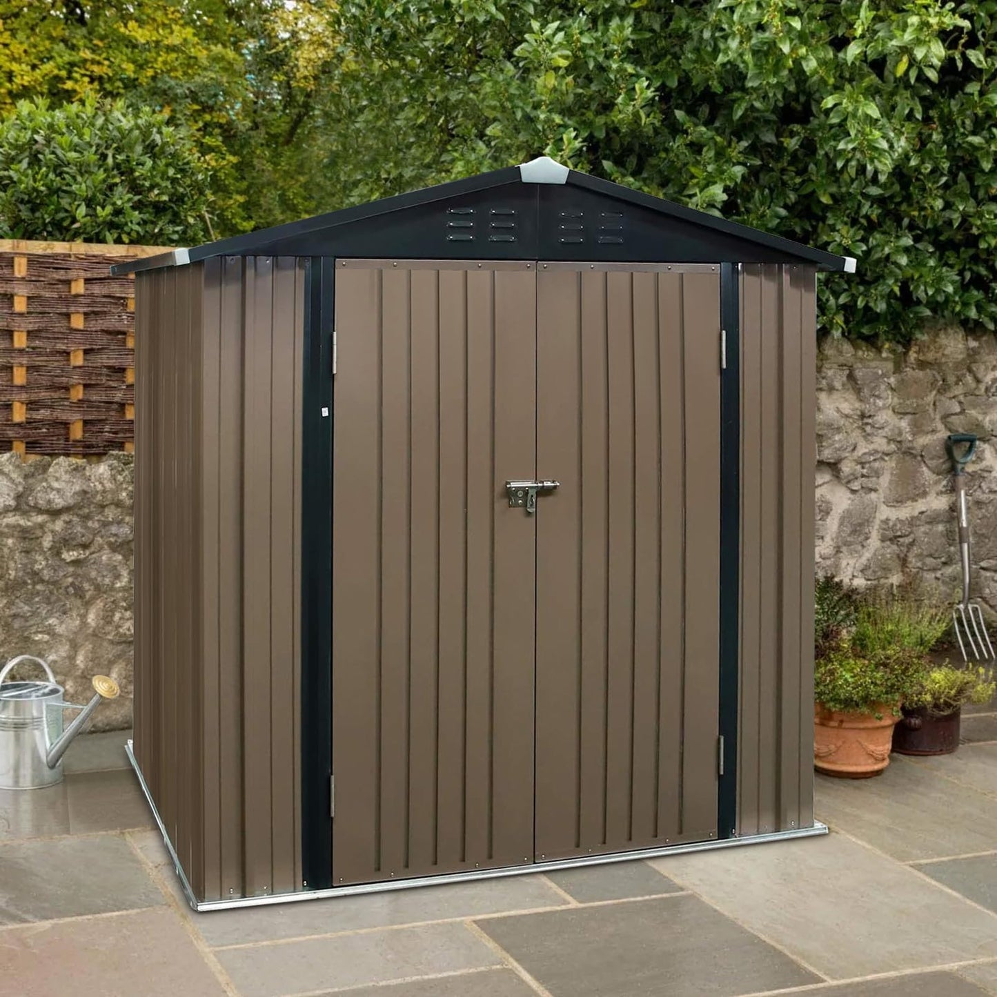 NEW!Outdoor Storage Garden Shed with Door Galvanised Metal Sloped Roof (6FT*4FT)