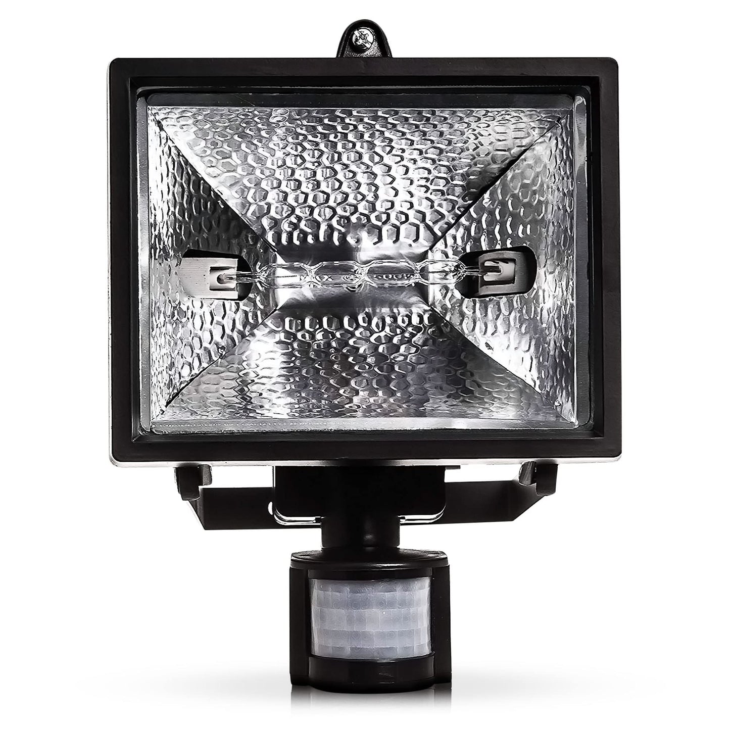 Hillington 400W Motion PIR Sensor Halogen Floodlight Security Garden Outdoor Light-Provided with A 400W C Class Halogen Bulb Which is Shielded by Tempered Heat Resistant- Waterproof Ip56 Protection