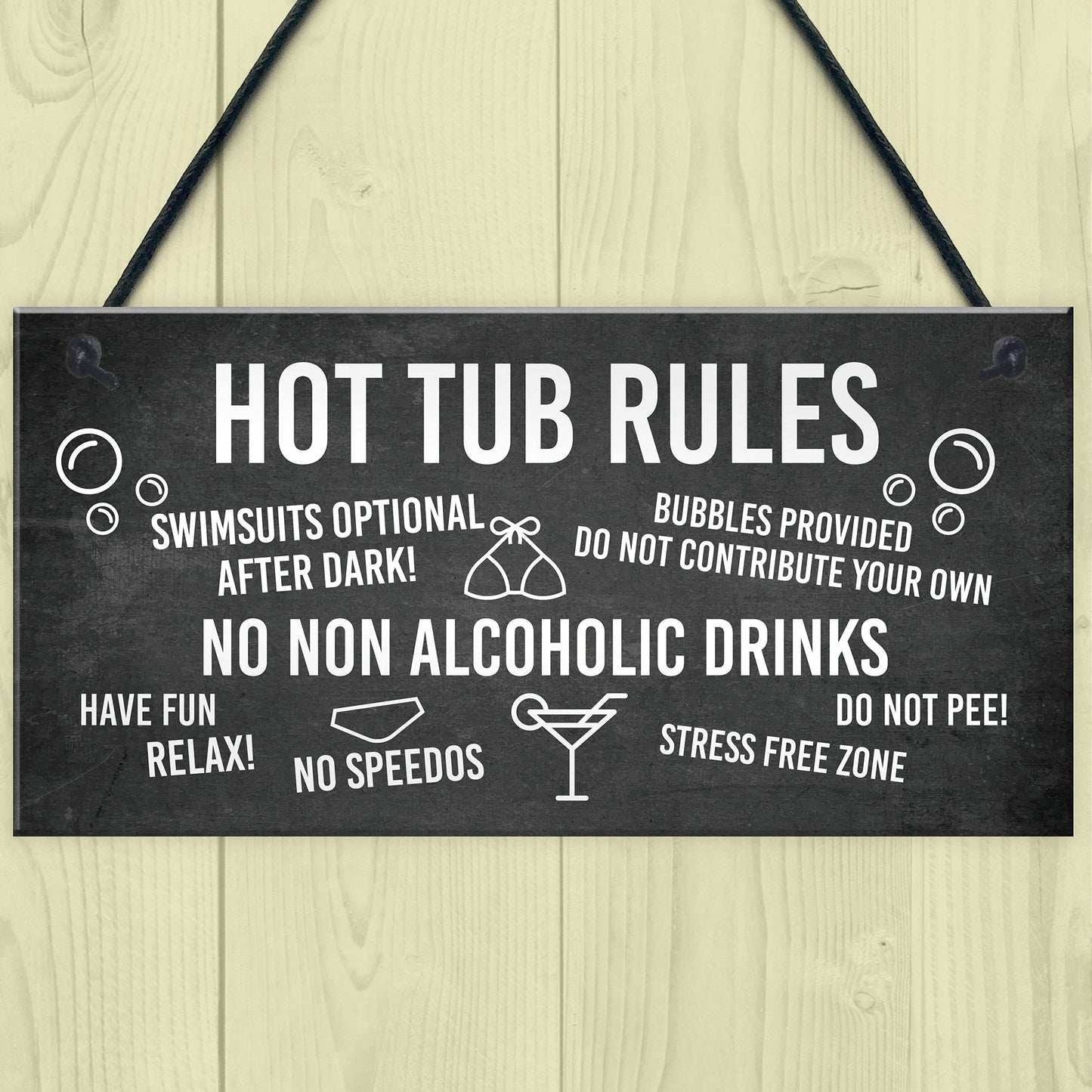 RED OCEAN Funny Hot Tub Rules Sign Perfect Hot Tub Accessories Garden Sign Home Gift