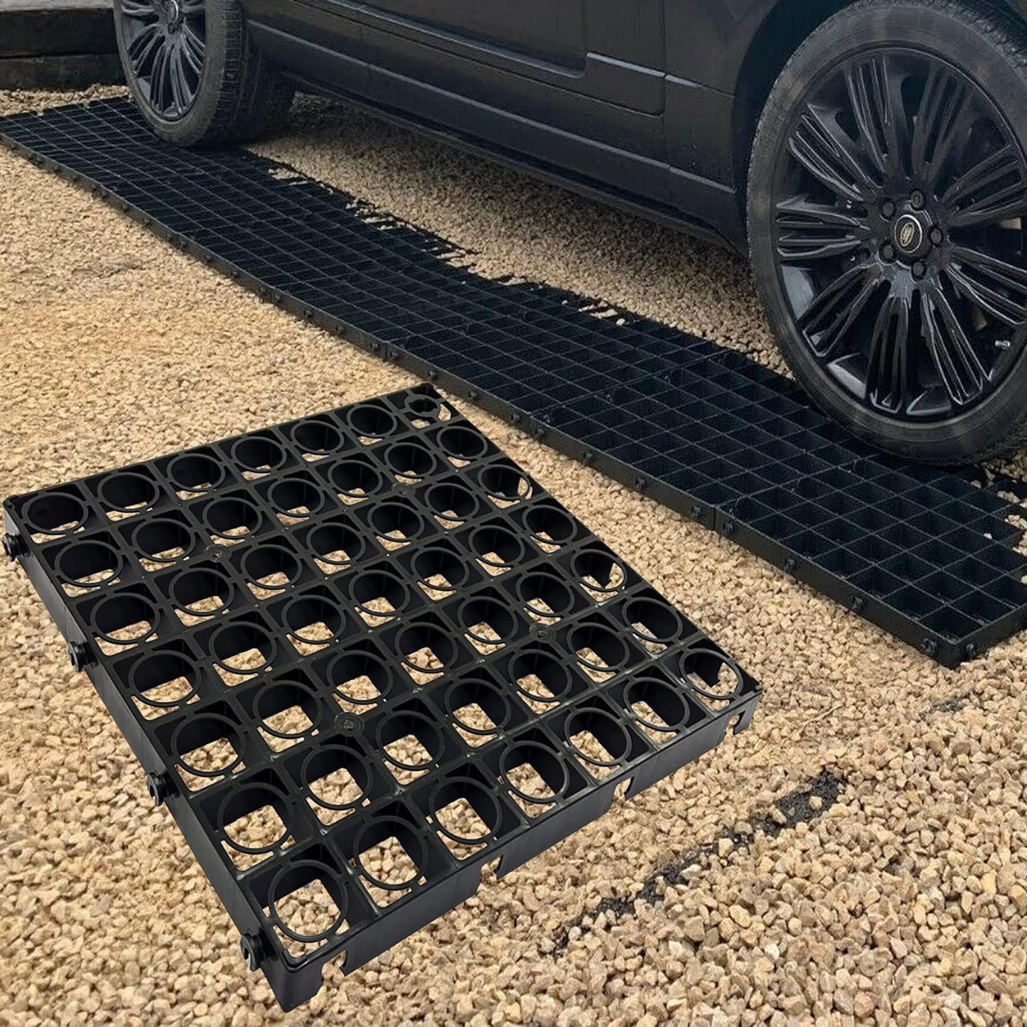 8 x Plastic Paving Driveway Grids Black Turf Grass Lawn Path Gravel Protector Drainage Mat (2 Square Meter)