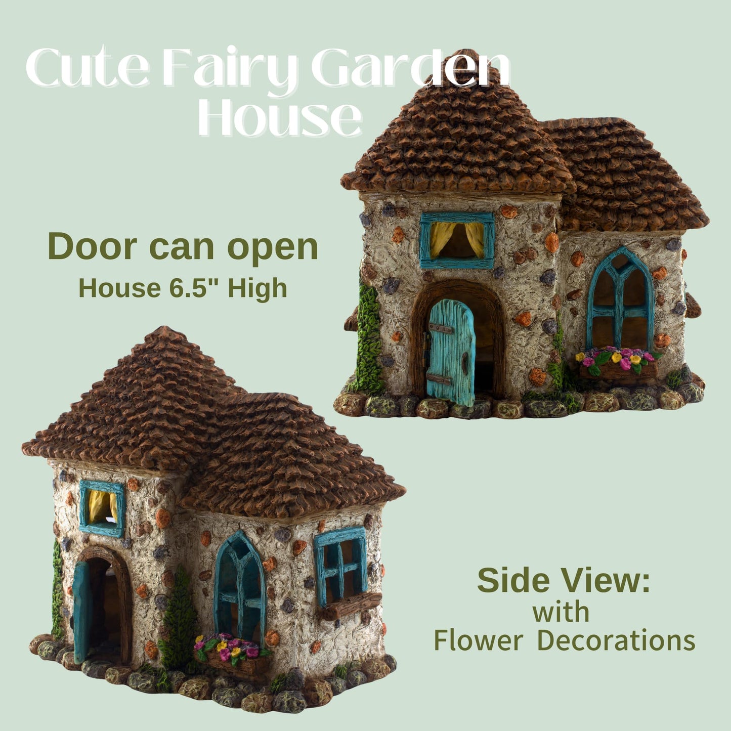 PRETMANNS Fairy Garden Fairy Houses - Garden Fairies Ornaments Outdoor, Fairies for Fairy Garden - Garden Fairy House Kit - Fairies House has an opening door - 15cm H
