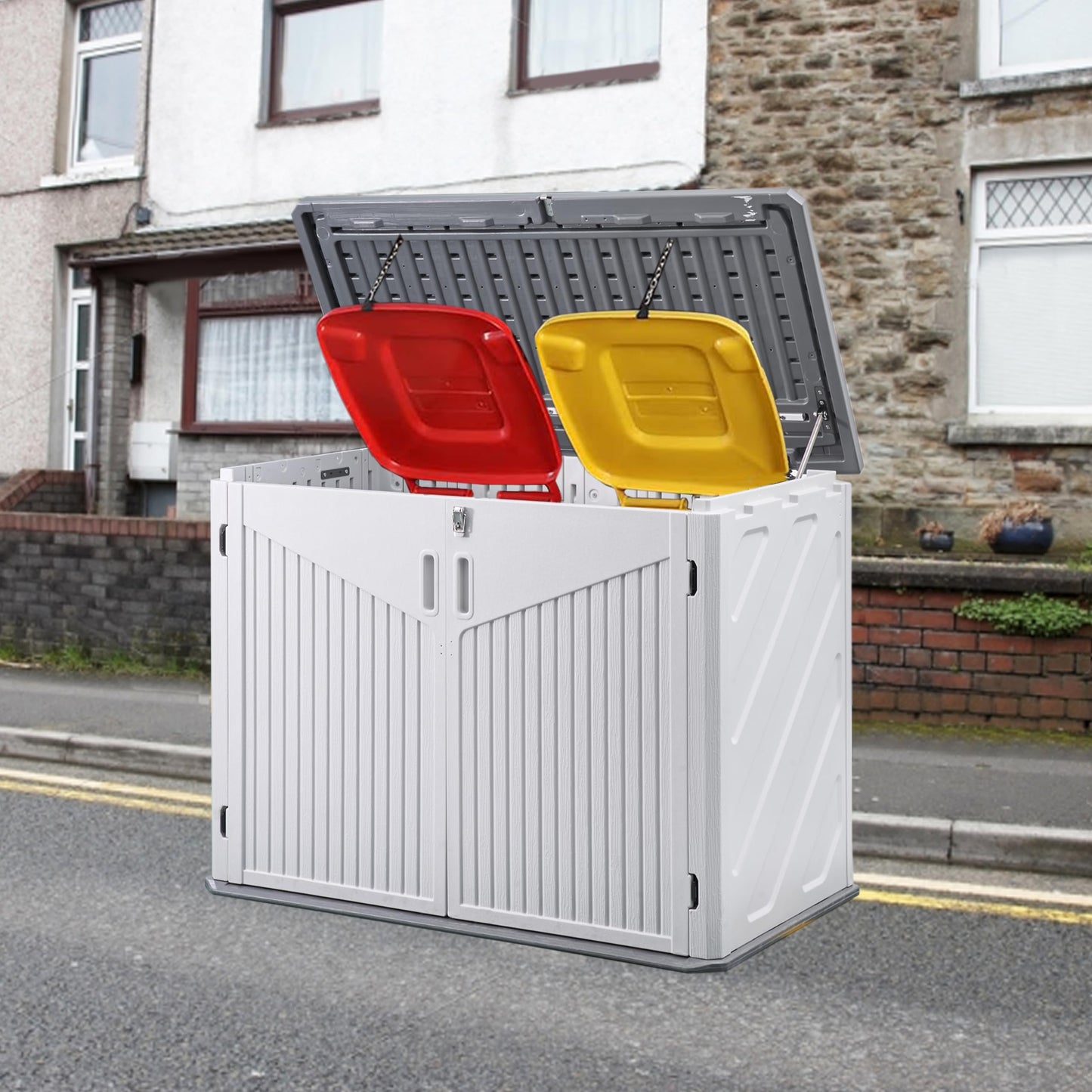 Panana Plastic Garden Shed Outdoor Furniture Storage Shed Plastic House Tool Shed Utility Chest Shed Box (132 x 72x 99 cm-White)