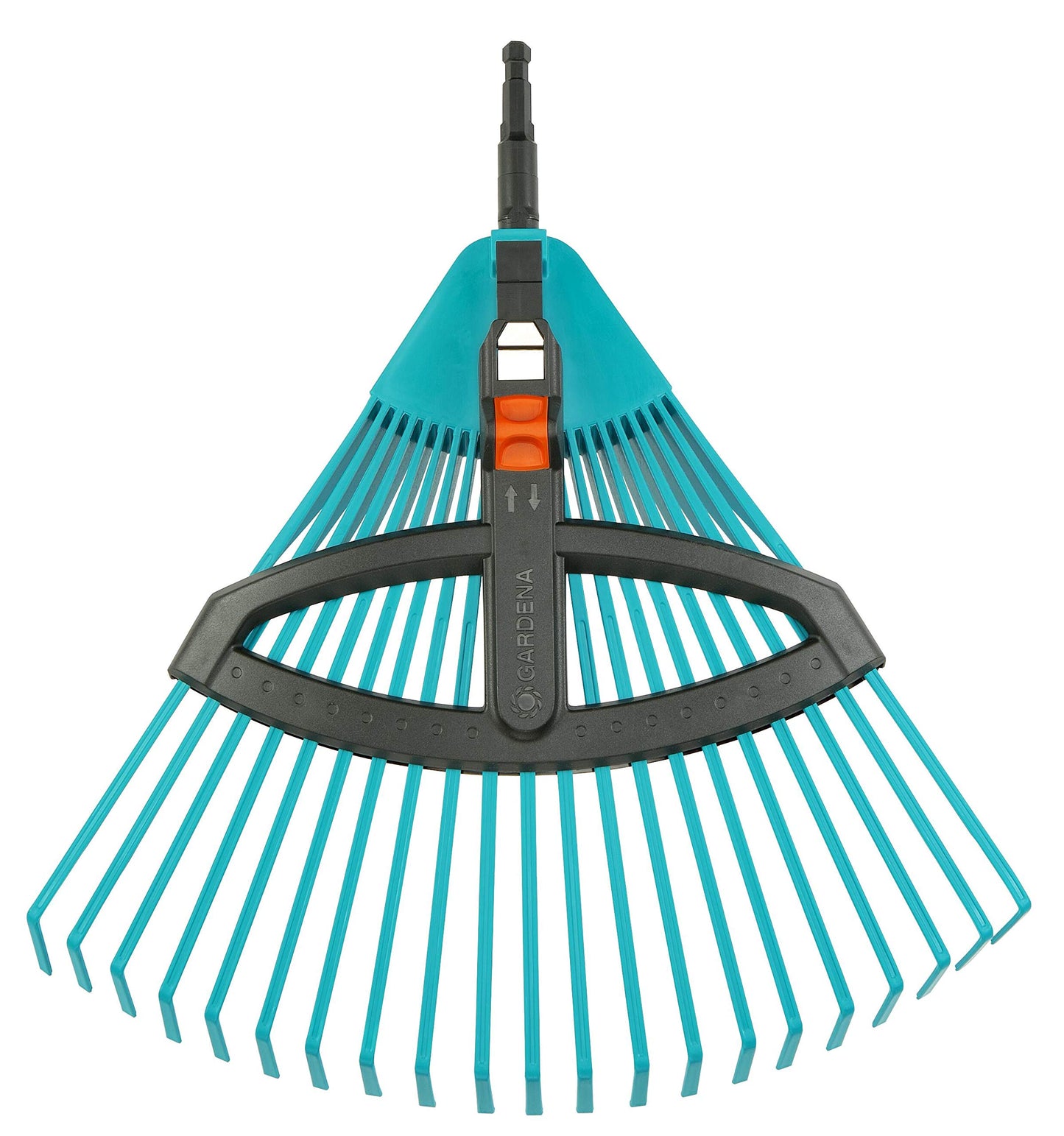 Gardena Combisystem Plastic Adjustable Rake, Leaf Rake with Adjustable Elastic Plastic Tines, Working Width of 35-52 cm, Wobble-free Work, only rake handle not included (3099-20)