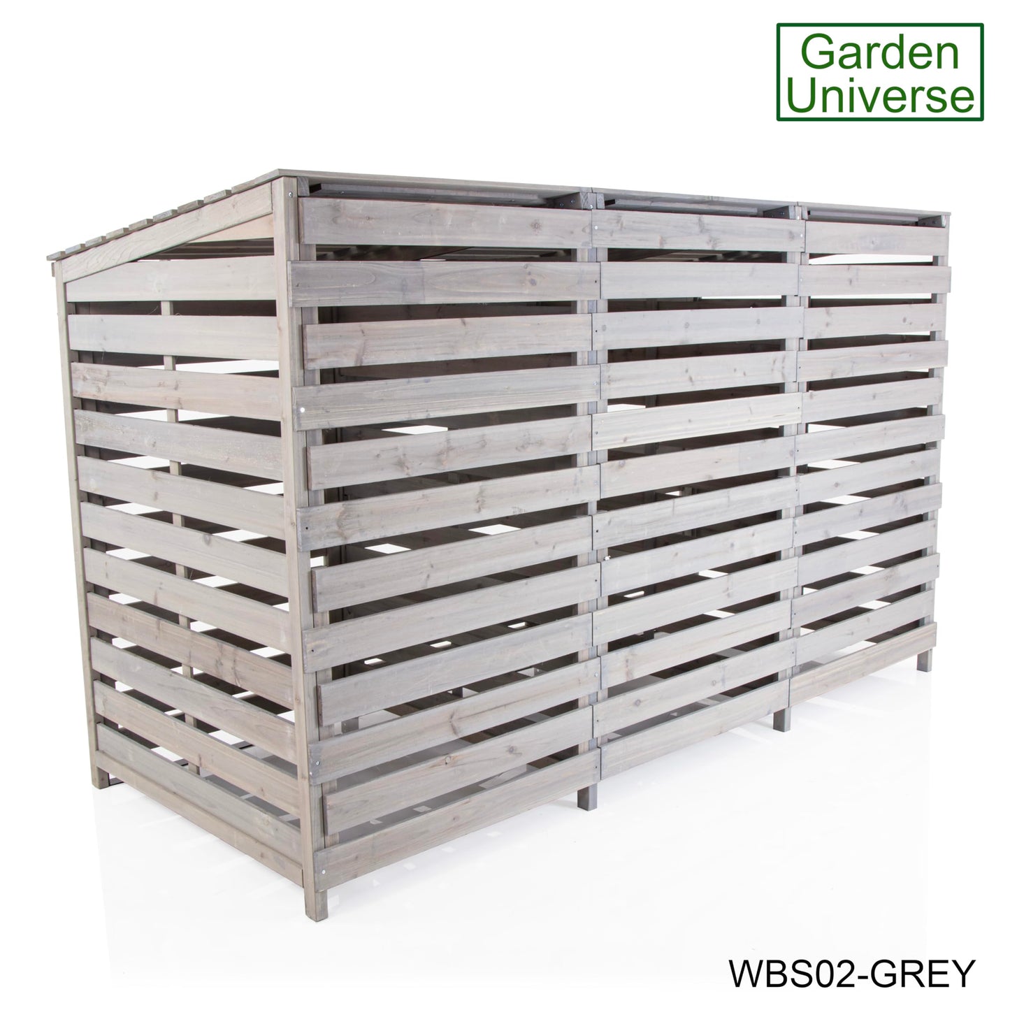 Wheelie Bin Storage Unit Triple Three Bins Garden Universe Outdoor 3 Wheelie Bin Storage In Grey WBS02-GREY
