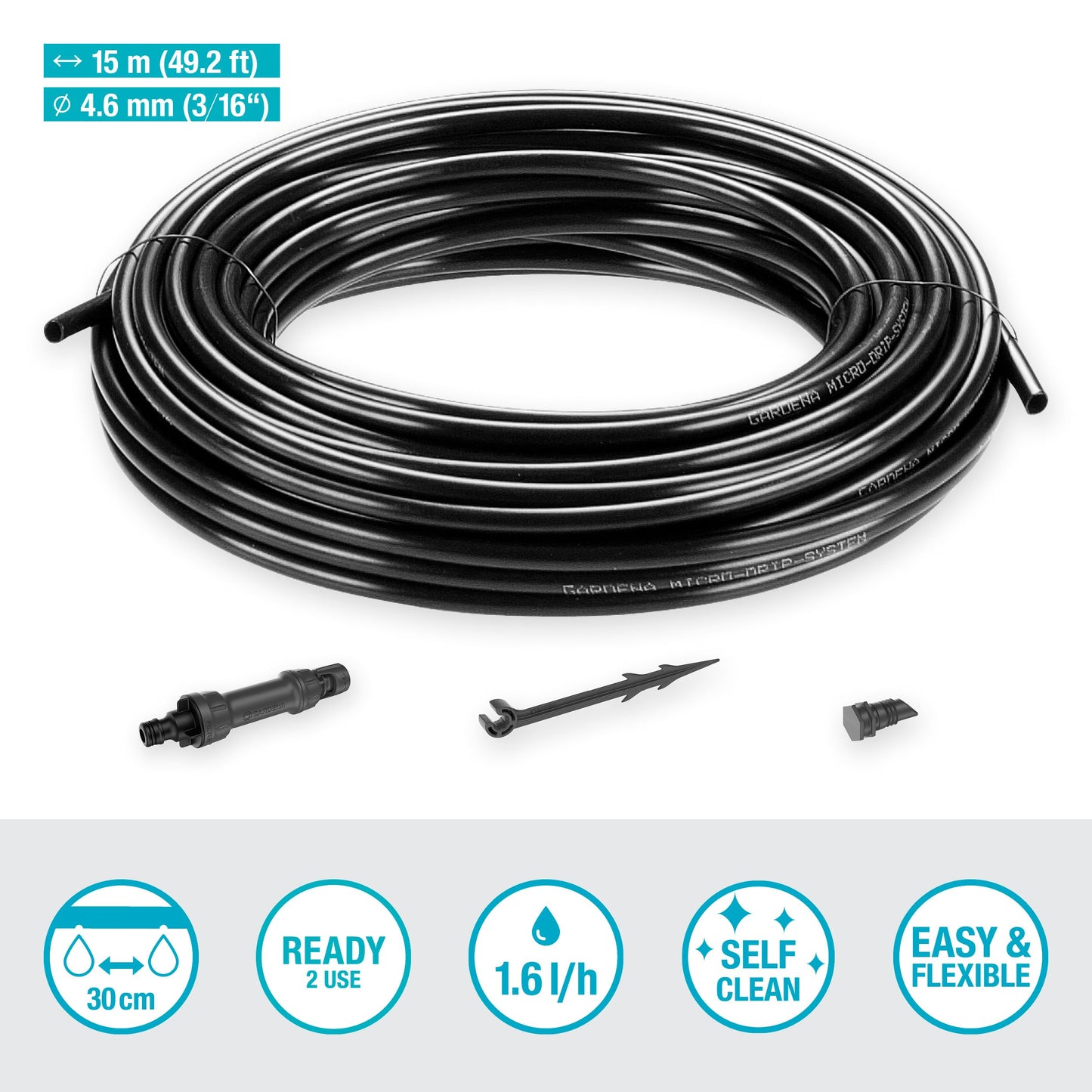 GARDENA Starter Set Rows of Plants S: Micro-Drip System for water-saving irrigation of plant rows (13010-20)
