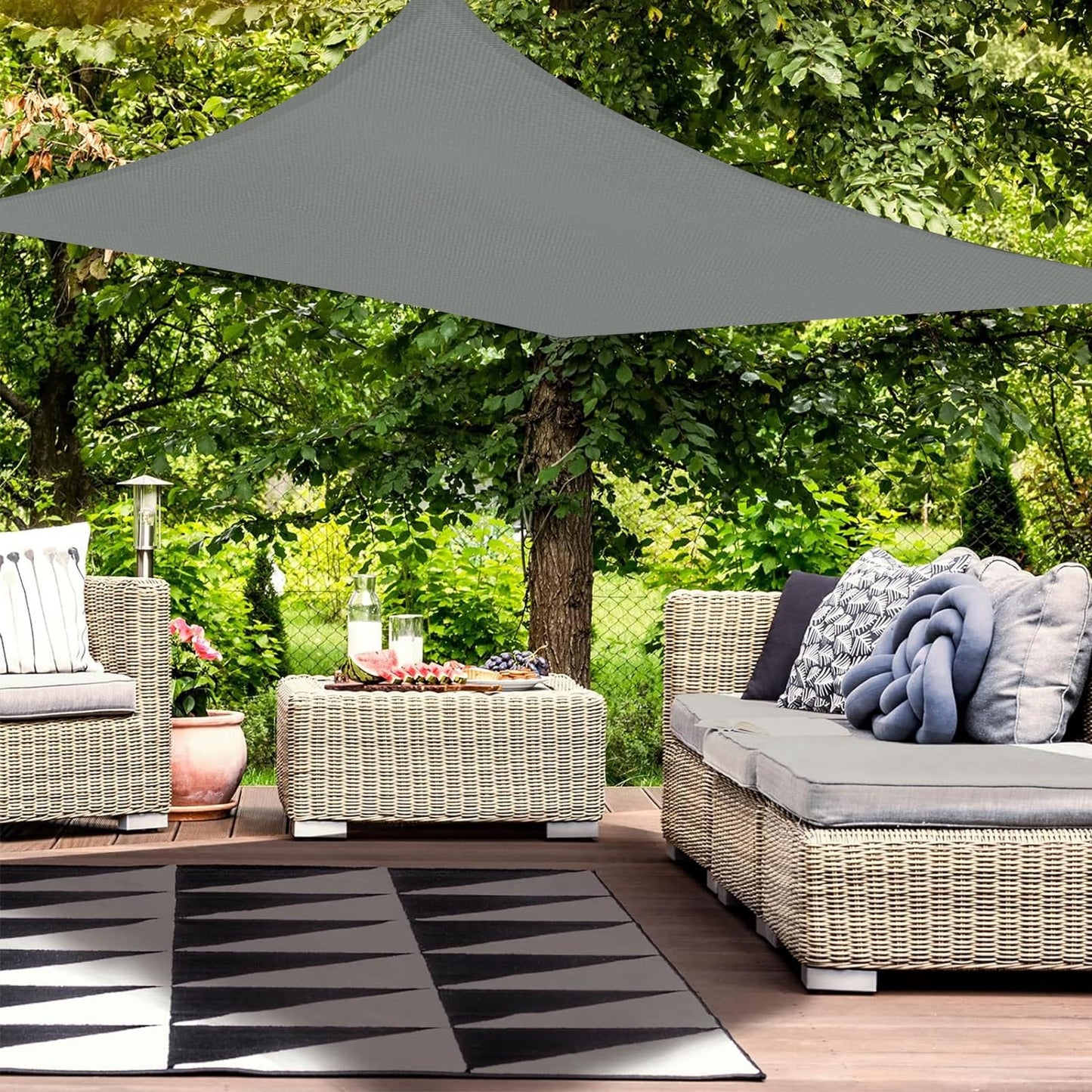Falflor 2x3m Sun Shade Sail Rectangle Waterproof Shade Sail Durable Awning for Patio UV Block Outdoor Garden Canopy for Party Backyard Lawn(Grey)