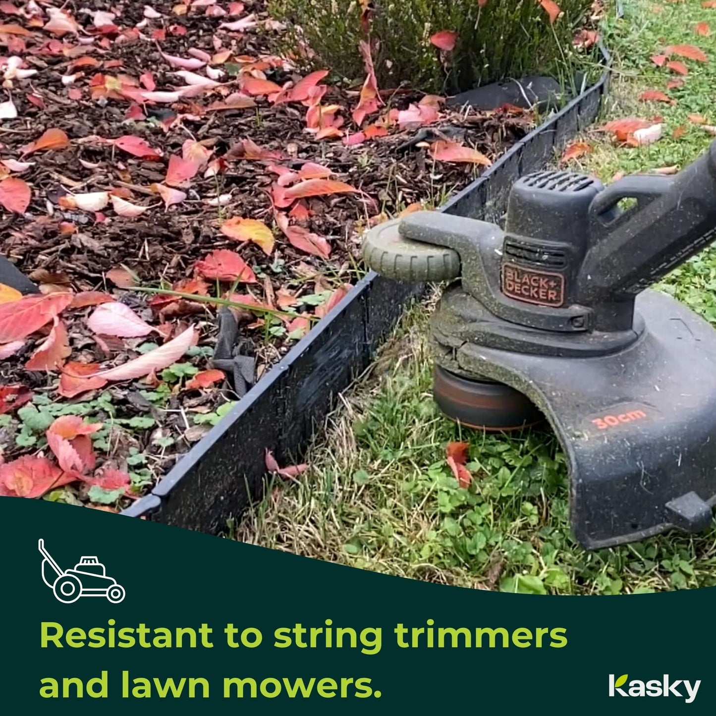 Easy to Install Lawn Edging Border - Simply Hammer into Place, No Trenches to Dig - Durable & Flexible Garden Edging - Invisible Grass & Path Edge from Recycled Plastic - 10.7 m / 35 ft Long