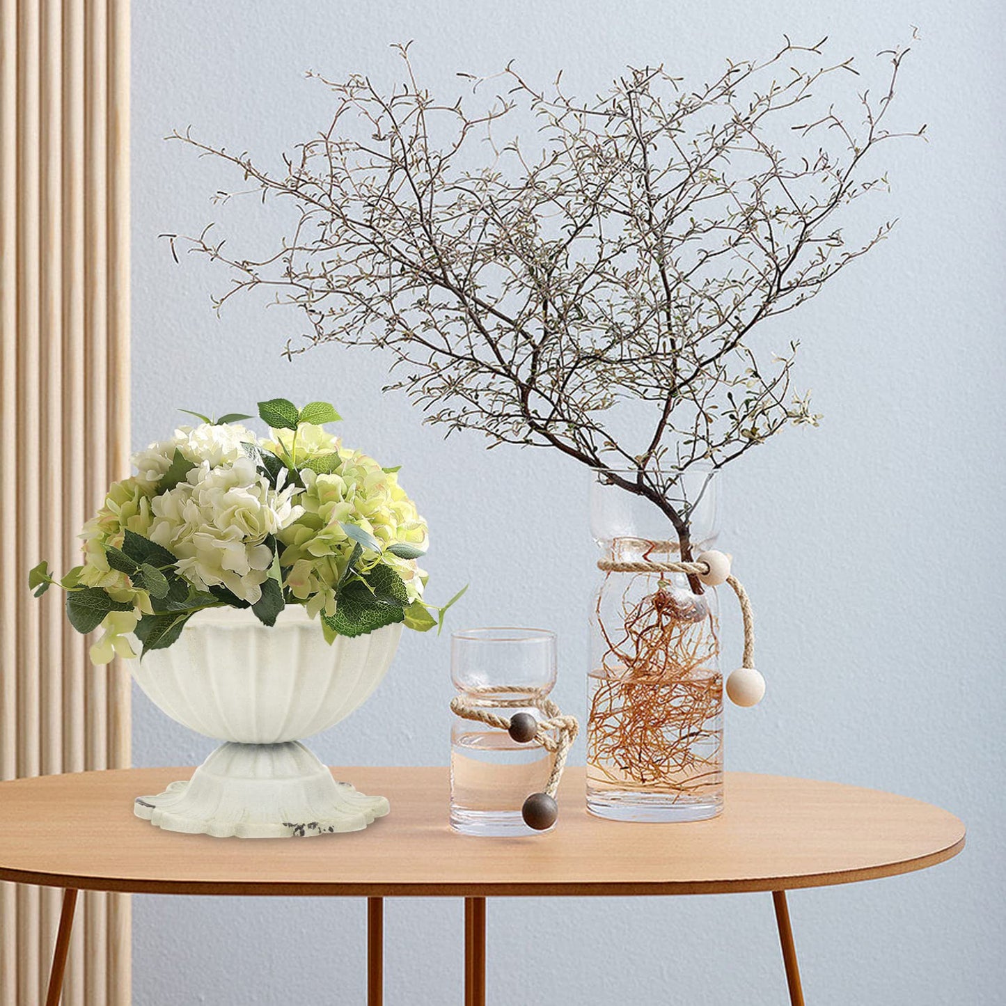 Yardwe Urn Planter Flower Plant Pot Small Metal Urn Vase Shabby Garden Outdoor Urn Planter Pedestals Wedding Urn Flower Vase for Rustic Garden Porch Planter Bucket