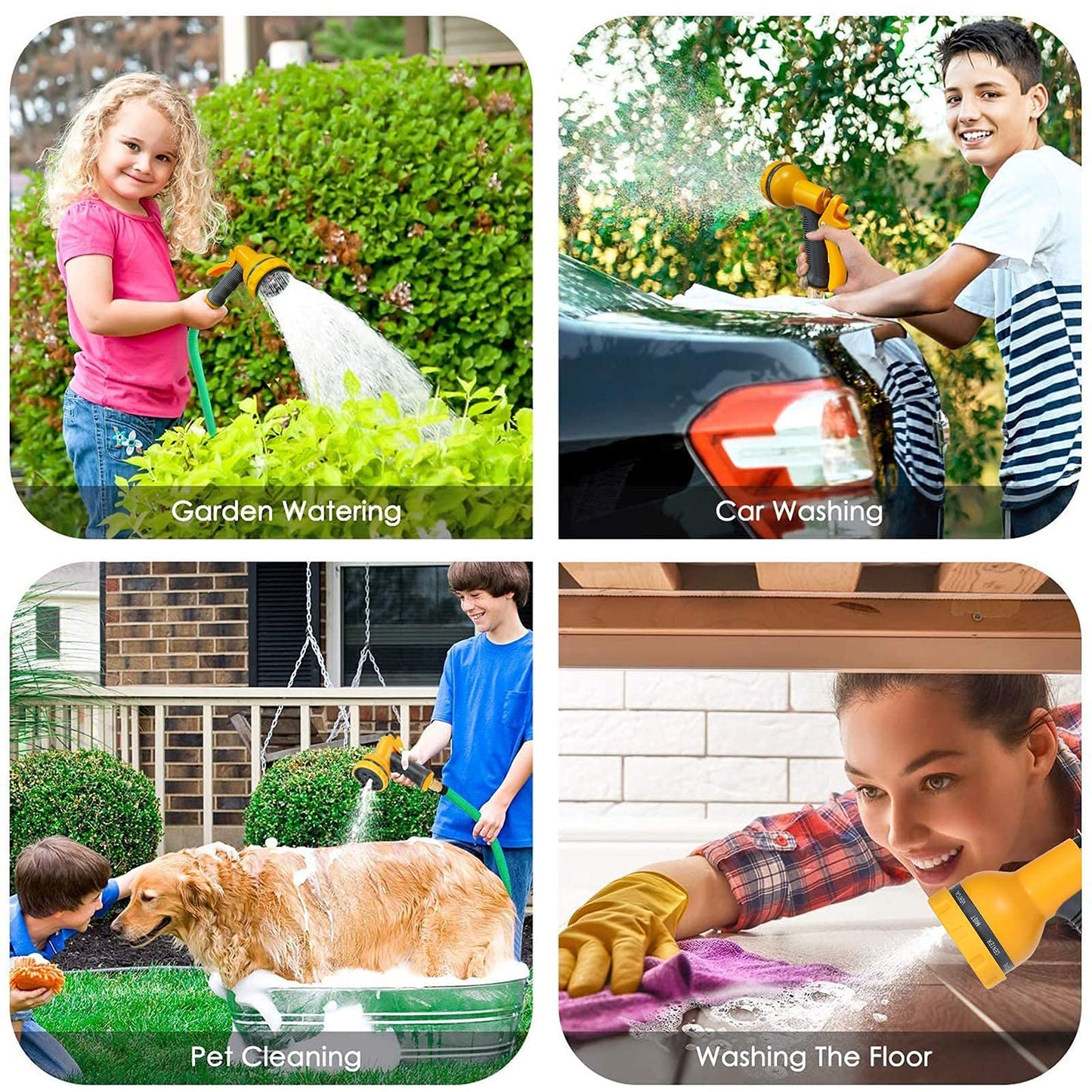 Garden Hose Pipe Spray Gun,10 Adjustable Patterns Hose Nozzle, High-Pressure Anti-Slip Water Gun for Plants & Lawns Watering, Car & Bike Washing and Pets Bathing