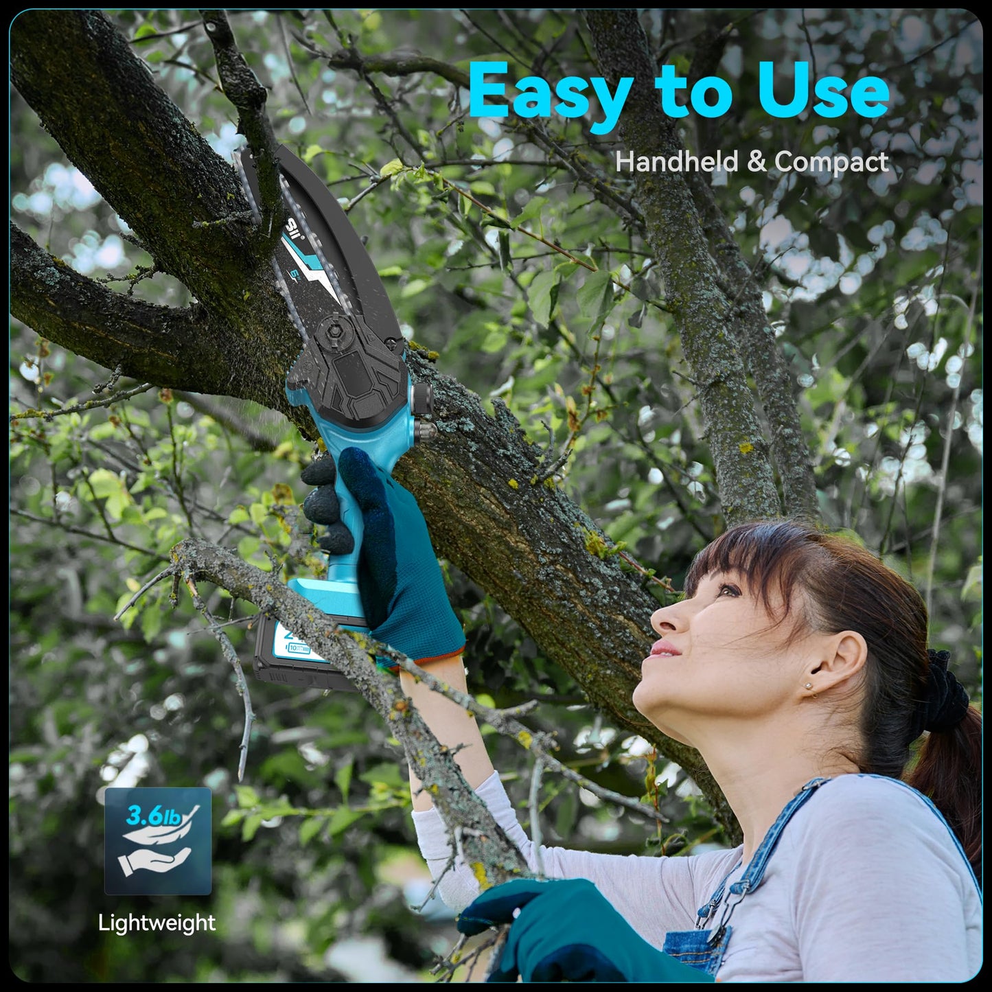 Seesii Mini Chainsaw Cordless 6 Inch with 2×4000mAh Batteries, Electric Saws for Tree Branches, Battery Powered Handheld Small Chain Saws for Limb Trimming Cutting,Gift for Men Dad Husband