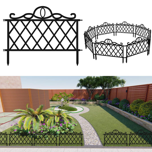 Decorative Gardens Fence 8psc Plastic Picket Fence Garden Fence Total Length 12ft Detachable Garden Edging Border (Shape 1)