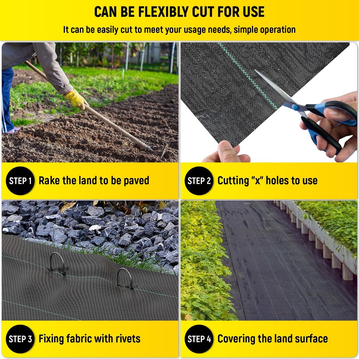 VELPAX Weed Control Membrane 1Mx50M Heavy Duty Weed Control Fabric, UV stabilised Weed Barrier Fabric,Ground cover Membrane for Weed Barrier in Ground Cover,Garden,Raised Bed, Underdecks and Walkways