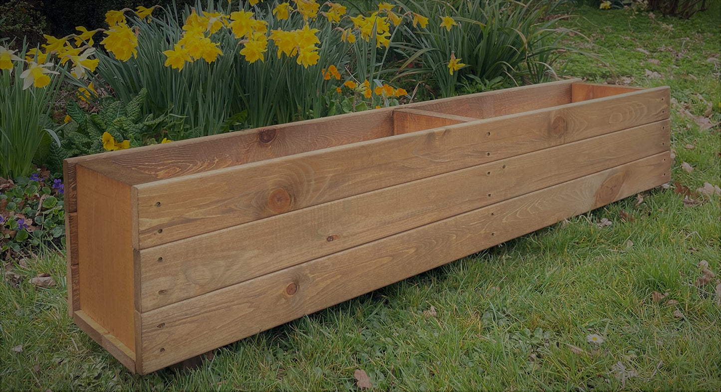 Extra Large Wooden Garden Planter Plant Pot Box Flower Herb Veg Wood Trough Outdoor Long 3 Board