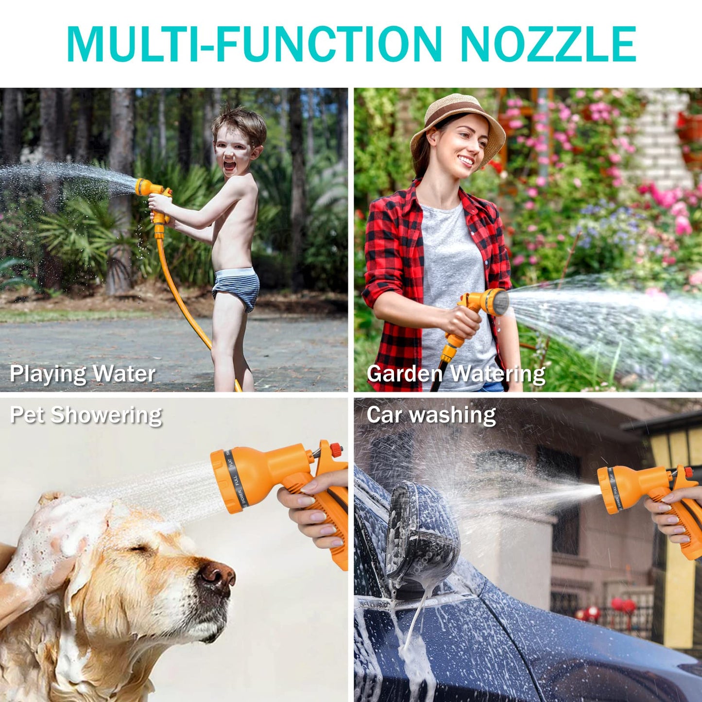 HOMOZE Hose Pipe Spray Gun 10 Spray Patterns Garden Hose Spray Gun, Light-Weight/Durable/Ease to Use Compact Lockable Multi-Task Hose Spray Gun