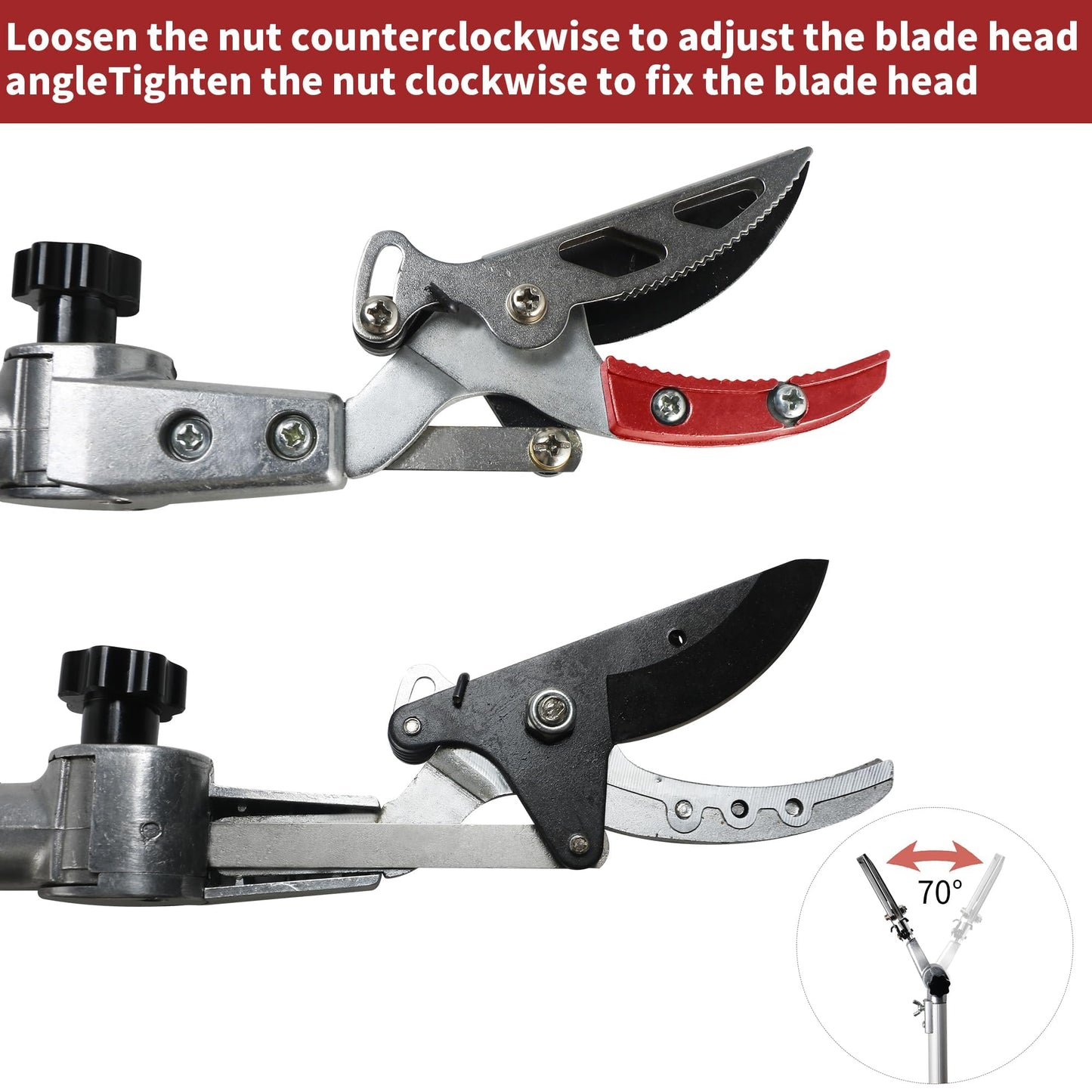 GARTOL Tree Pruner,110cm-166cm Tree loppers Long Reach Telescopic- Lightweight & Strong, Fruit Picker with Rotating Blade Head, Lightweight Aluminum Extendable Handle for Tree Branch Cutter