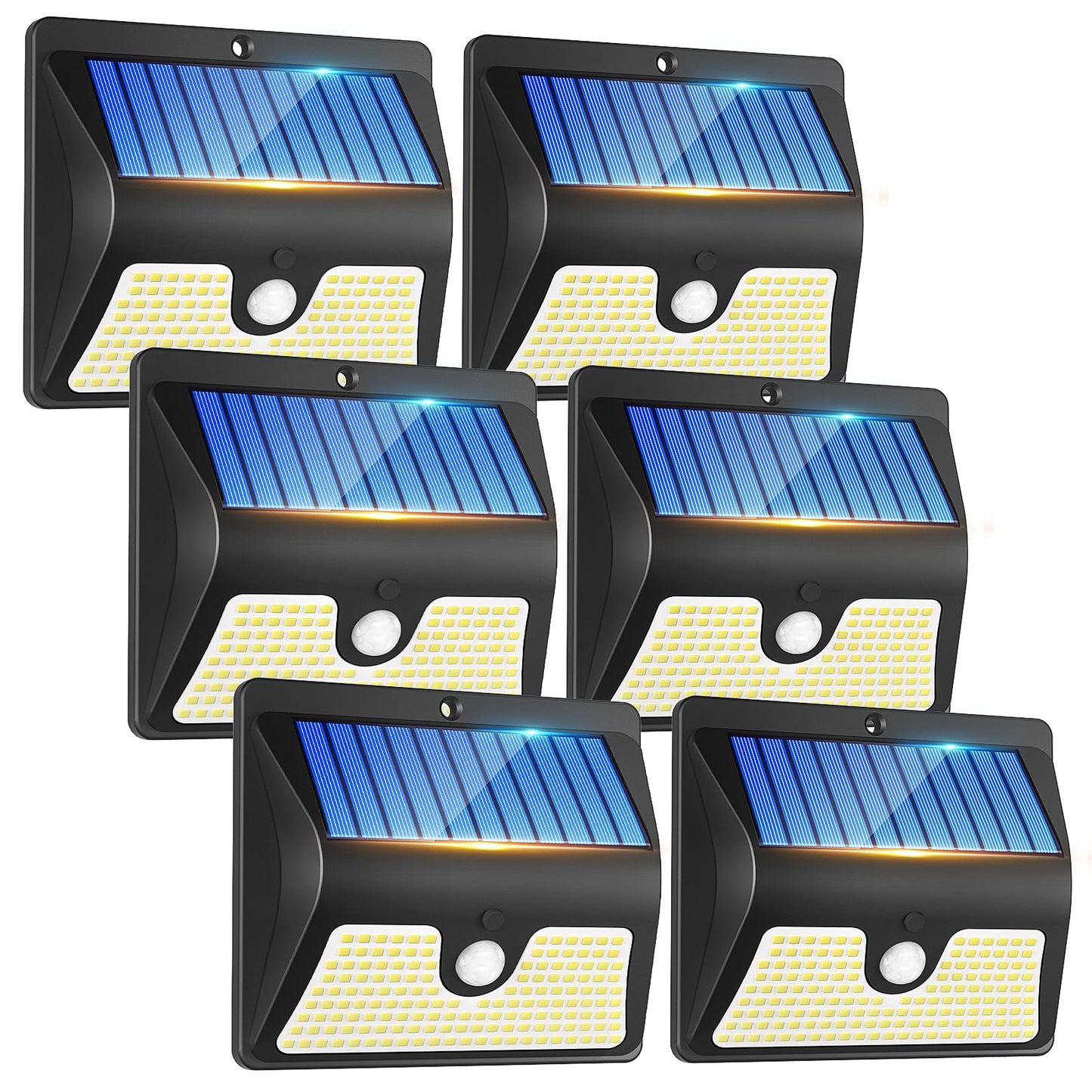 LBSTP Security Lights Motion Sensor - 144 LED Solar Powered Security Light Outside Garden Fence Lights Waterproof Wall Lighting 3 Modes Solar Pir Lights Front Door Yard Garage, Black, 6 Pack (TBD-09)