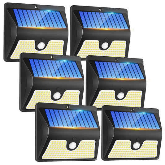 LBSTP Security Lights Motion Sensor - 144 LED Solar Powered Security Light Outside Garden Fence Lights Waterproof Wall Lighting 3 Modes Solar Pir Lights Front Door Yard Garage, Black, 6 Pack (TBD-09)