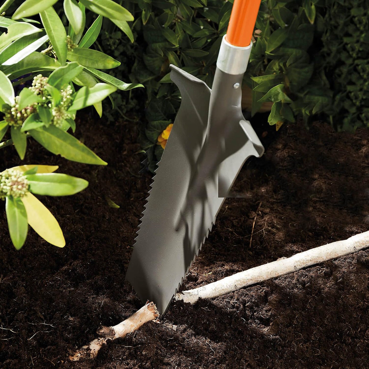 Coopers of Stortford - Root Shovel - Heavy Duty Carbon Steel Digging Spade - Serrated Edge Garden Tool - Cuts Through Roots - Comfort Grip Handle