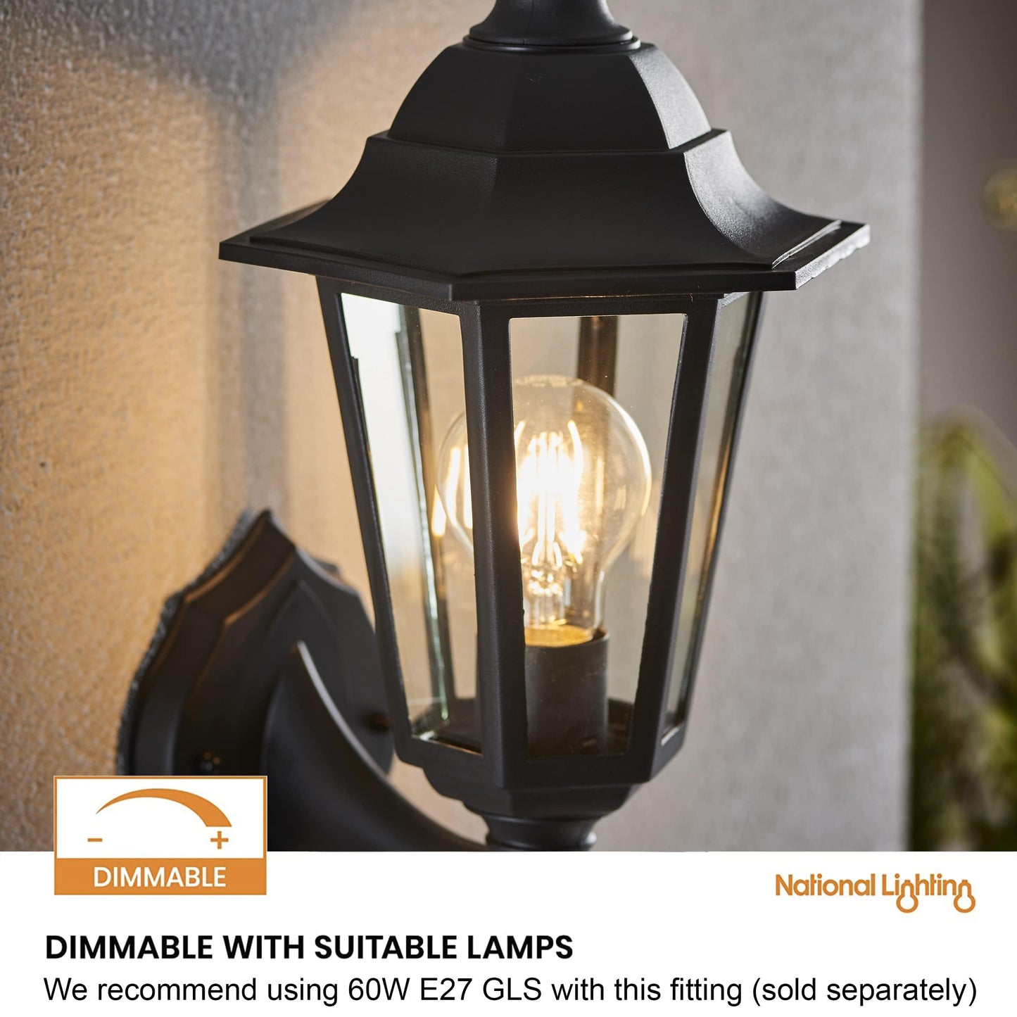 Mayflower Traditional Style Black Outdoor Garden Security Porch Weatherproof Wall Light Lantern IP44 Rated Reversible