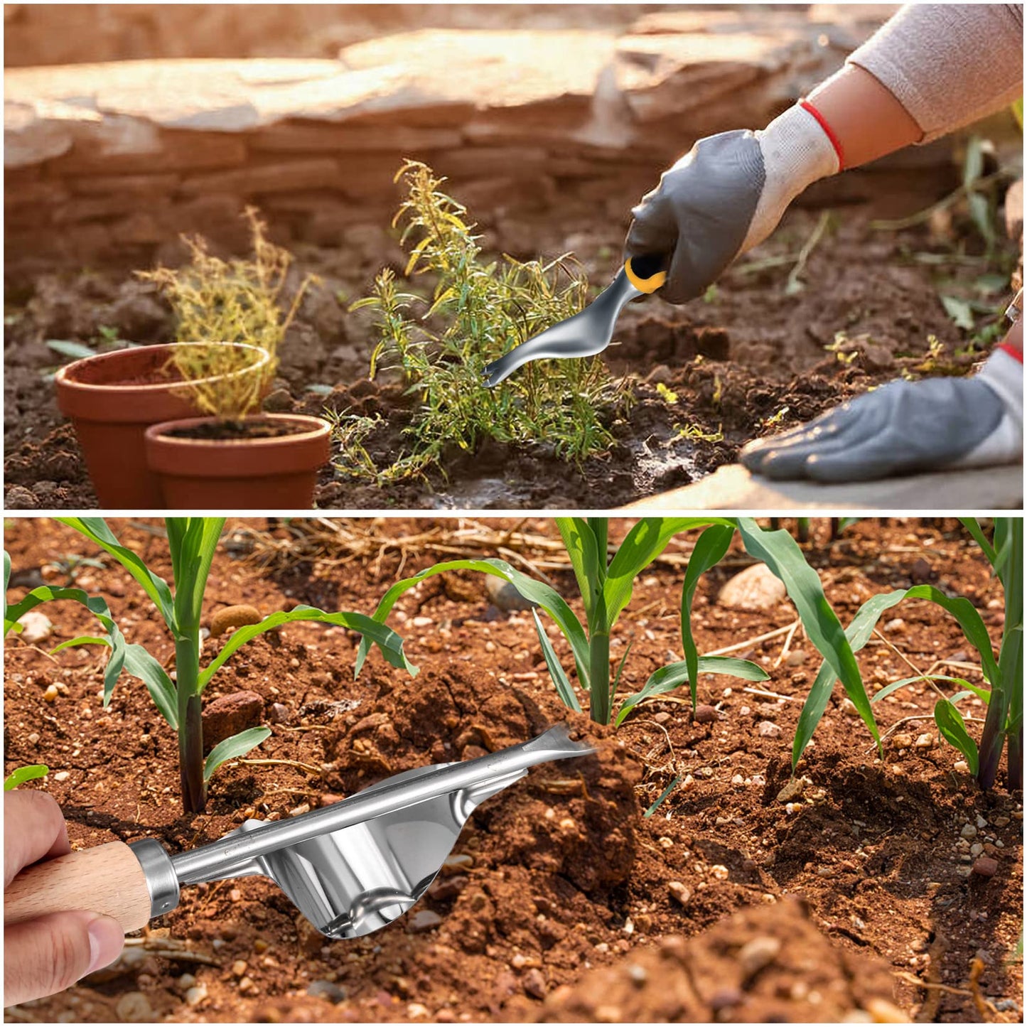 TOOINKCV 2 Pcs Hand Weed Puller Tool, Manual Weeder Tool, Hand Weeder Dandelion Remover Tool, Y-shaped Stainless Steel Dandelion Weeder Fork Root Weeding Tools for Garden Patio Lawn