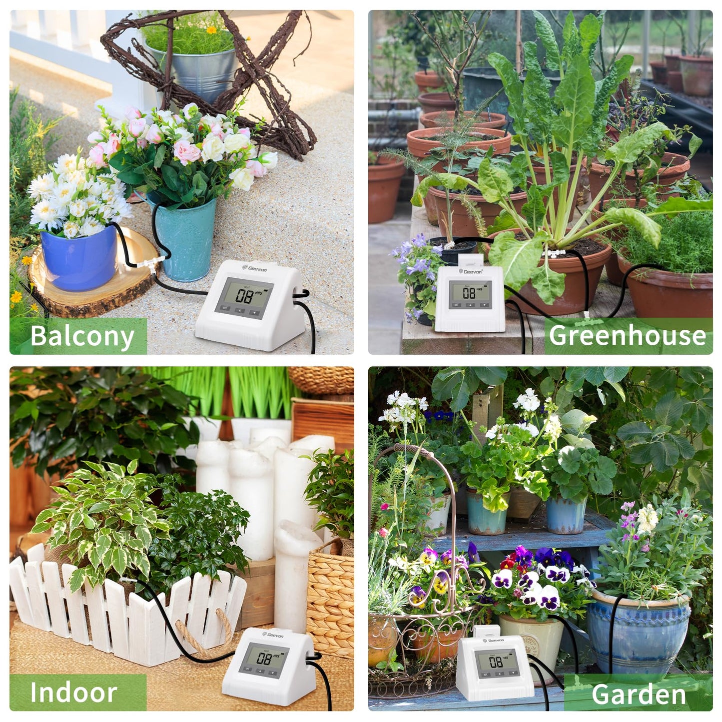 Geevon Automatic Watering System, Garden Watering System Automatic Plant Waterer Drip Irrigation System Plant Watering Devices Irrigation System Kit,White