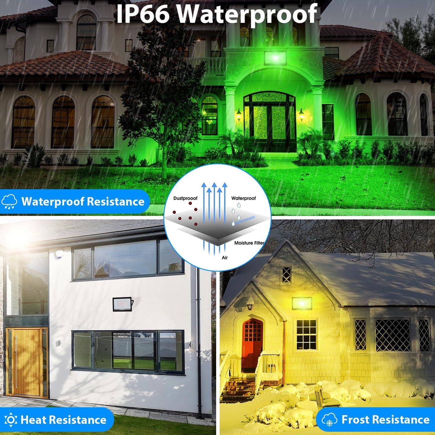 T-SUNUS 100W RGB LED Flood Lights, Colour Changing LED Security Garden Light with Remote Control, 16 Colours & 4 Modes, Waterproof Floodlight with UK Plug & Remote Control, Pack of 2