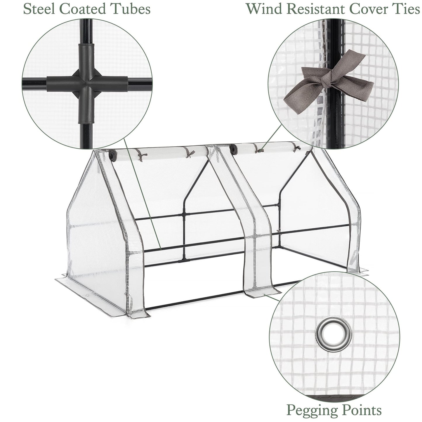 CHRISTOW Large Grow Tunnel Cloche Garden Polytunnel Greenhouse With Reinforced Cover (choose 1.8m, 2.7m or 3.6m long)