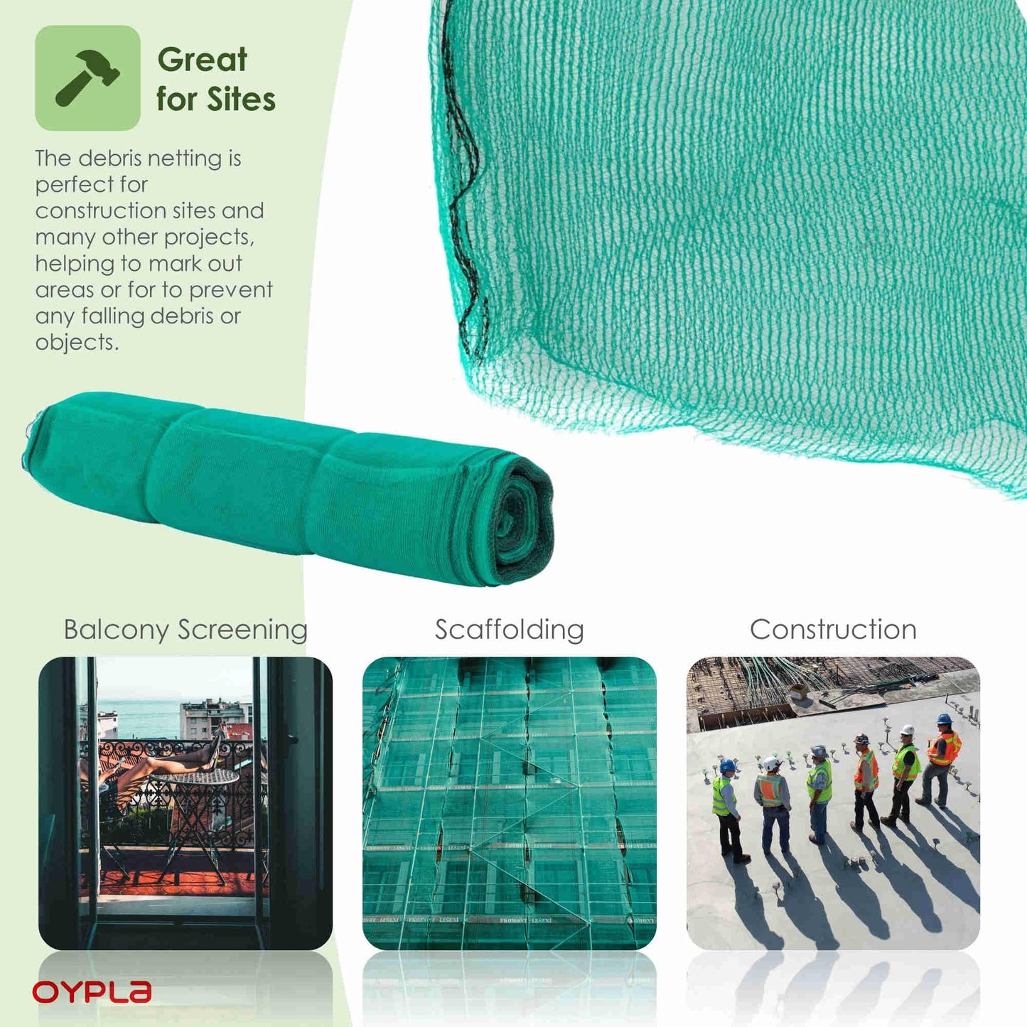 Oypla Safenet Green Shade Debris Scaffold Netting 2m x 50m