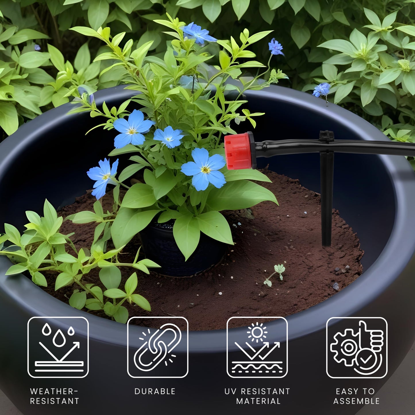 Belle Vous 340-Piece Garden Irrigation System Kit -180ft/50m Drip Irrigation Hose and Adjustable Nozzle Sprayers - Automatic Garden Watering/Misting System for Greenhouse Lawn Flowerbed & Patio Plant