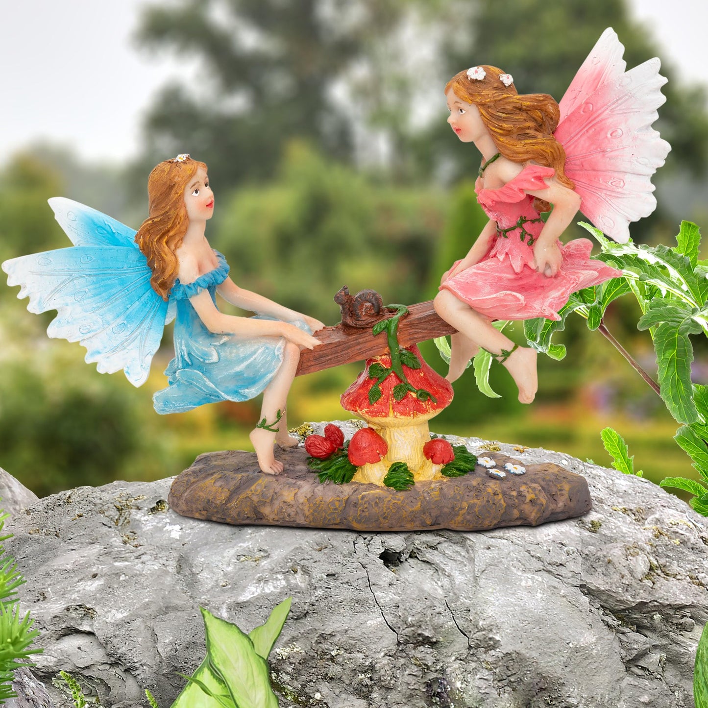 Pelle & Sol Fairies on Seesaw Ornament - Outdoor Garden Fairy Decoration Home Gift Accesories