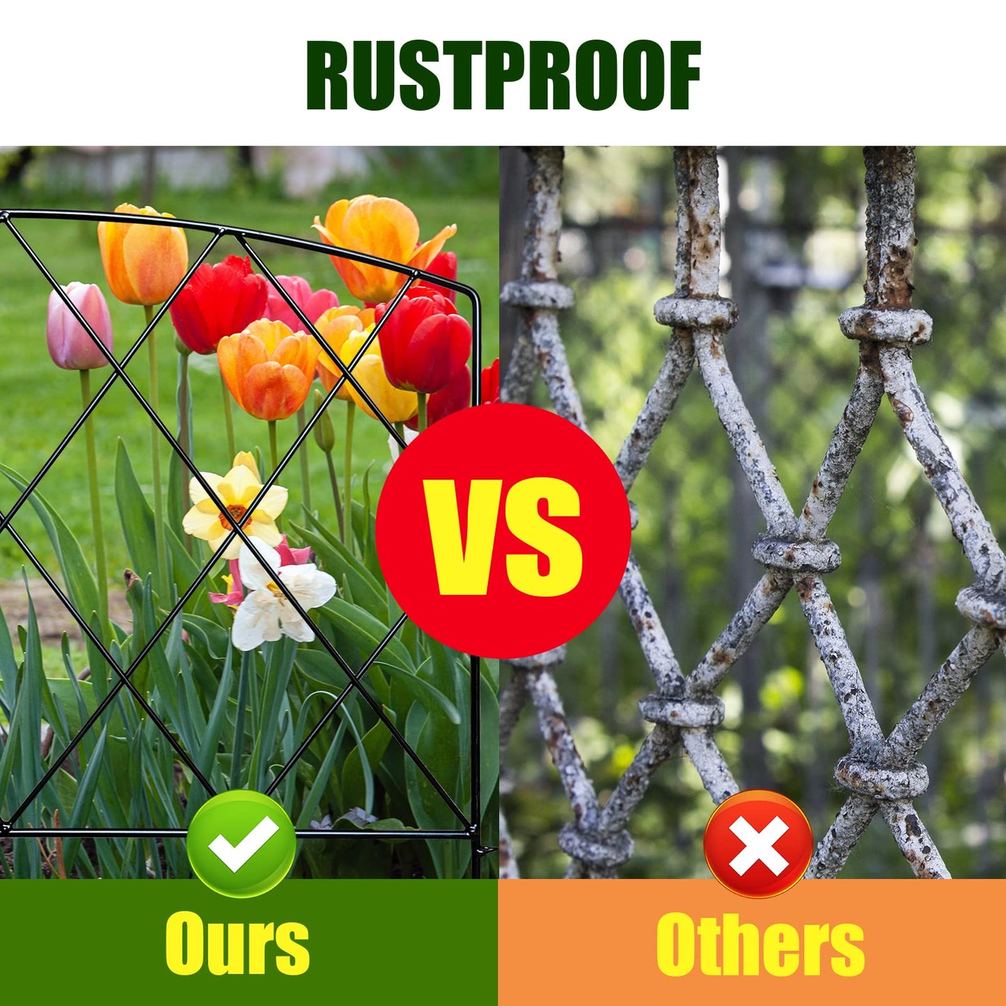 Thealyn Decorative Garden Fence 60cm (H) x 3m (L) Rustproof Metal Fence Panels No Dig Fence for Dogs Yard Patio Animal Barrier Flower Bed
