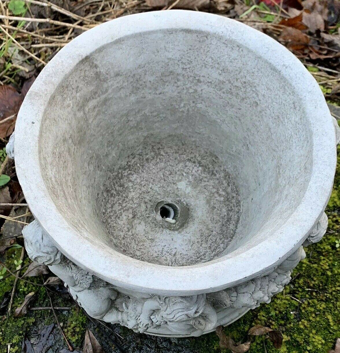 J and L Stone Ornaments STONE GARDEN CHERUB PLANT POT, ROMAN PLANTER ORNAMENT DETAILED GIFT