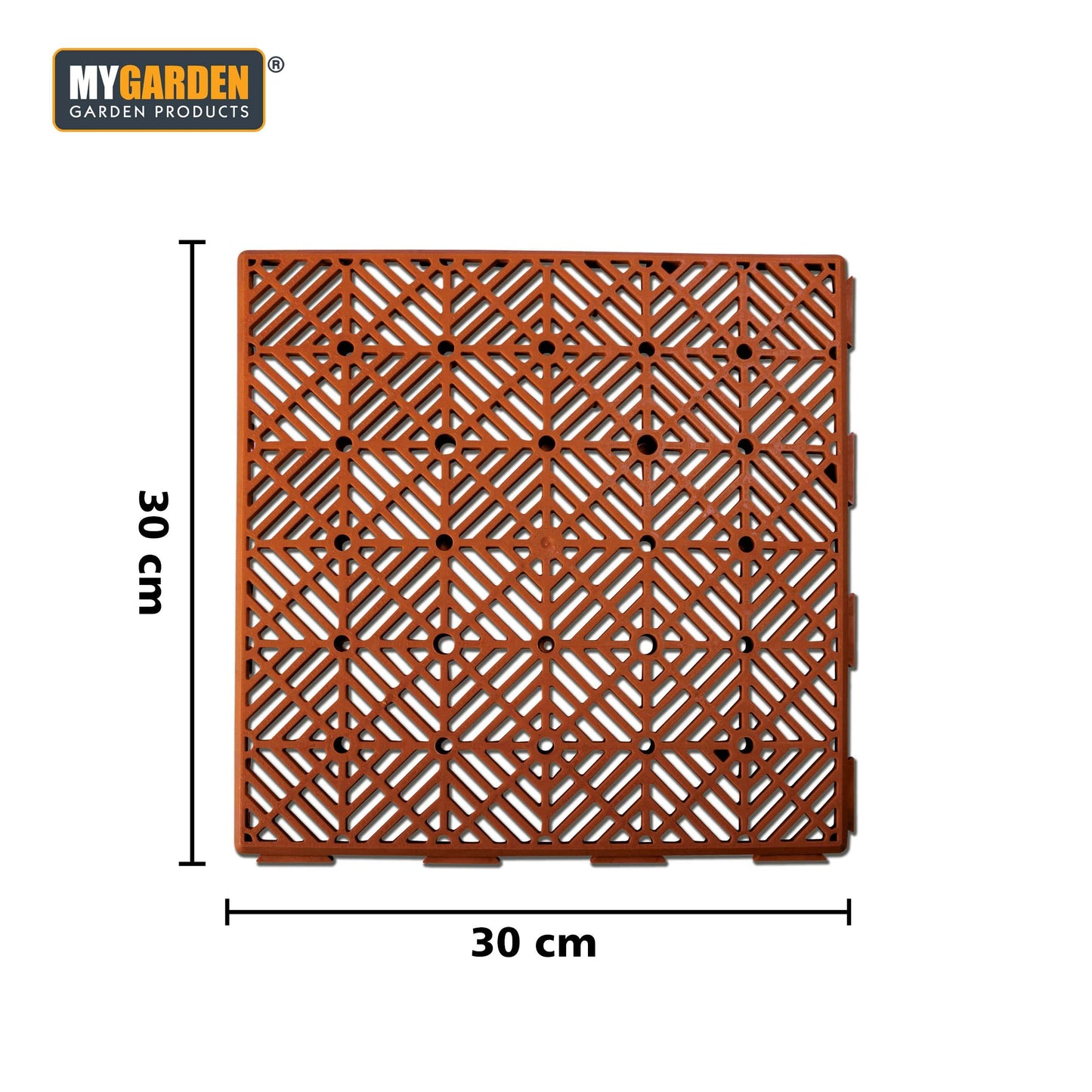 Almineez 10pc Garden Plastic Tiles – Interlocking Non-Slip Lawn Walkway Floor Path Patio Paving Pool – Weatherproof – Decorate Garden Vegetable Plot Or Terrace (Teracotta)