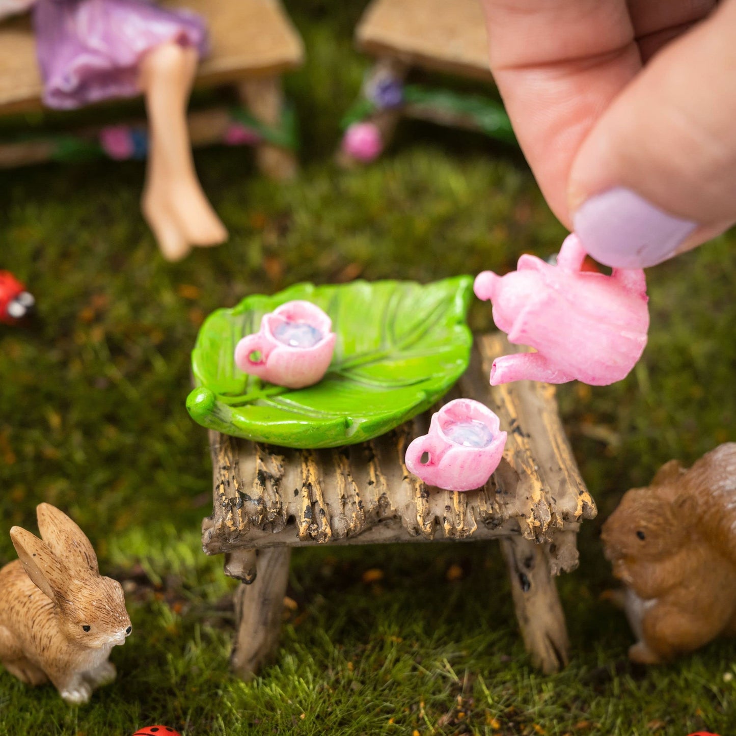 PRETMANNS Fairy Garden Fairy - Fairy Garden Accessories - Miniature Garden Fairies - Small Fairy Figurine for Outdoor Miniature Garden with Fairy Furniture, Squirrel & Bunny 14 Piece