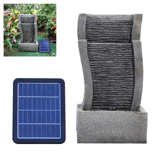 BTGGG Solar Water Feature Outdoor Solar Powered Garden Water Features Solar Water Fountain with Lights Solar Waterfall Decoration for the Garden Outdoor - Curved Solar Waterfall Fountain