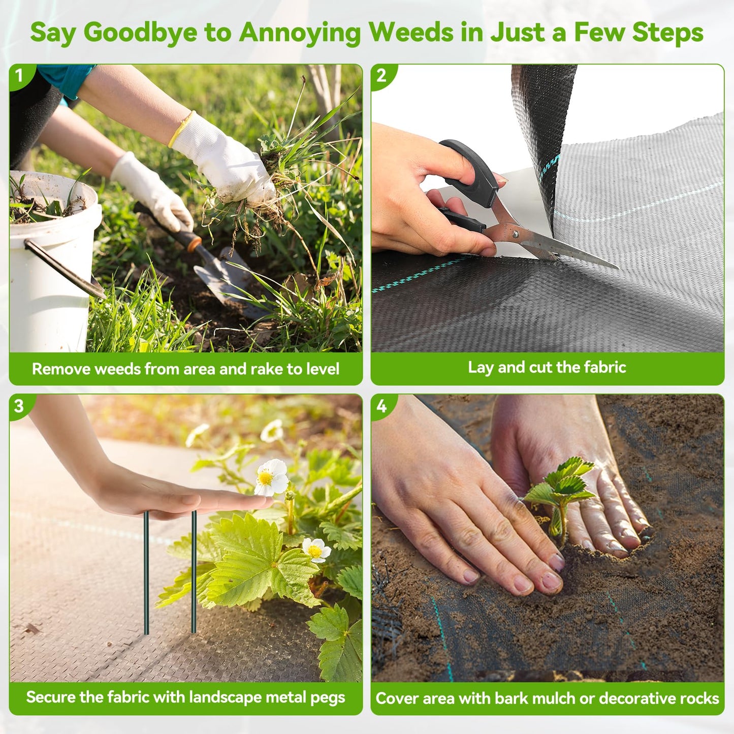 iropro 2m x 50m Heavy Duty Weed Control Membrane Garden Weed Barrier Fabric for Landscaping Driveway Gravel Artificial Grass Lawn Underlay Black Woven Roll Ground Cover