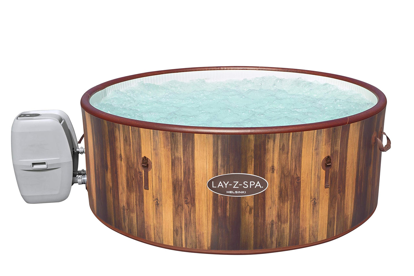 Lay-Z-Spa Helsinki Hot Tub, 180 AirJet Wood Effect Inflatable Spa with Freeze Shield Year Round Technology and Rapid Heating, 5-7 Person & LED Light Accessory for Hot Tubs, 7 Colour Underwater Light