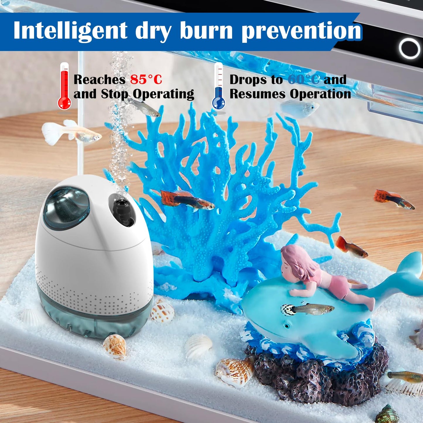 BAITAI Submersible Water Pump(3500L/H,75W),Ultra Quiet Water Feature Pump with 5m Power Cord,3 Nozzles for Fish Tank, Pond, Aquarium, Statuary, Hydroponics,Pool & More