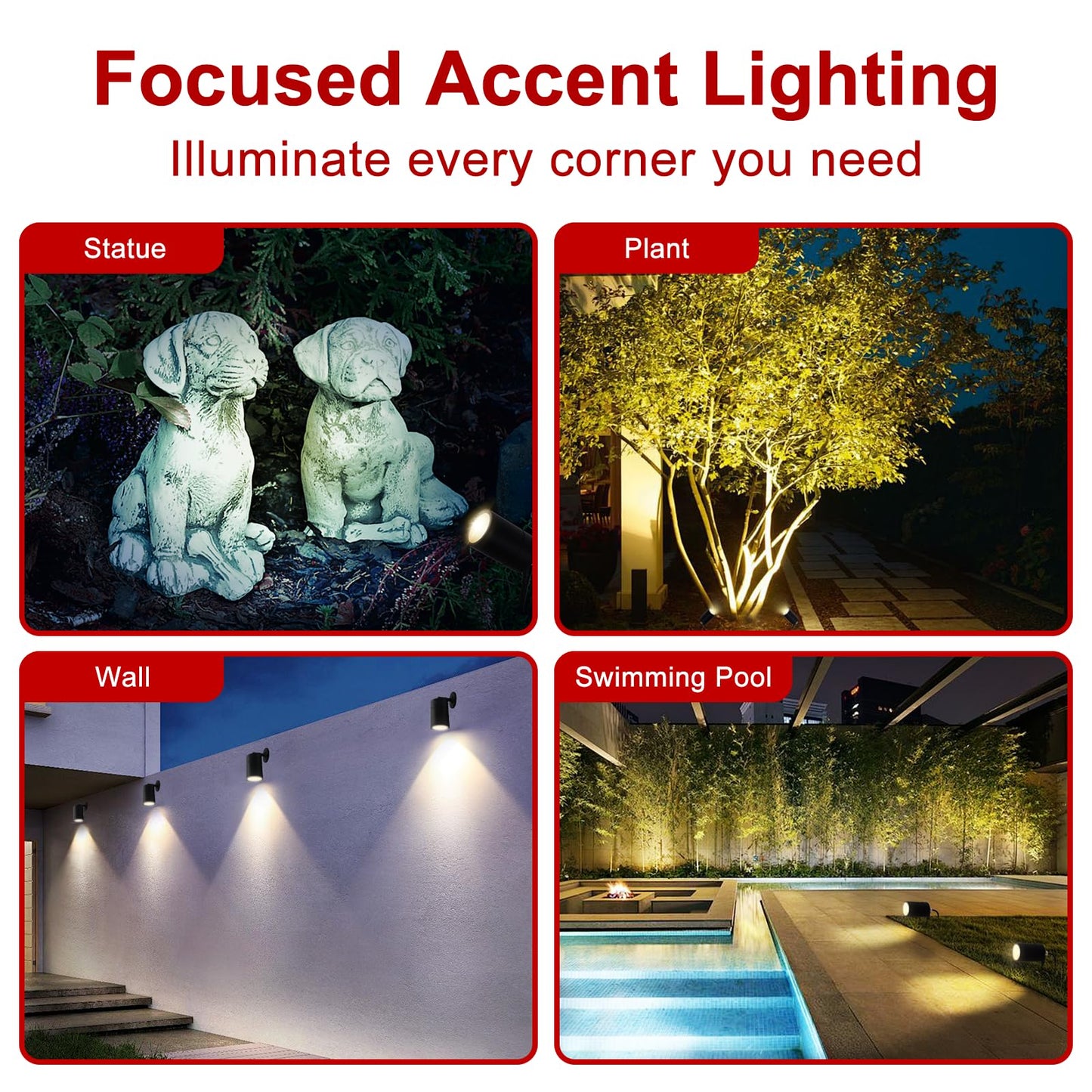 Kerry Outisde Wall Light, Spike/Deck Dual Mount Spotlight, IP65 Outside Lighting Mains Powered Waterproof Stainless Steel Black Landscape Lamp, External GU10 spot Light with 35cm Cable (Bulb Excl)