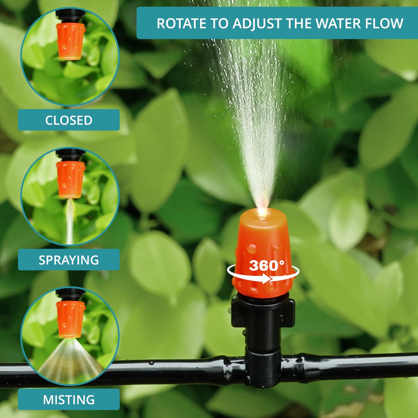 BELLE VOUS Automatic Drip Irrigation Kit - Garden, Greenhouse, Patio & Lawn Watering System - 10M/33FT Distribution Tubing/Hose, 10 Emitter Nozzles & Connectors