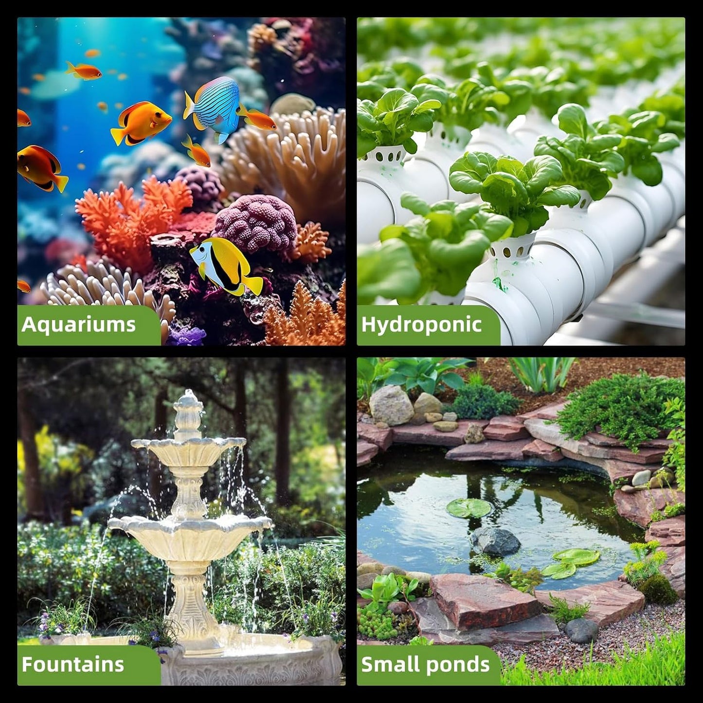 KINGYEENUO Submersible Water Fountain Pump, 40W Small Sump Pump 660 GPH, 2 Nozzles, with 8.2ft High Lift, Ultra Quiet Water Pump for Outdoor Pond Hydroponic Statuary Waterfall Aquarium Fish Tank