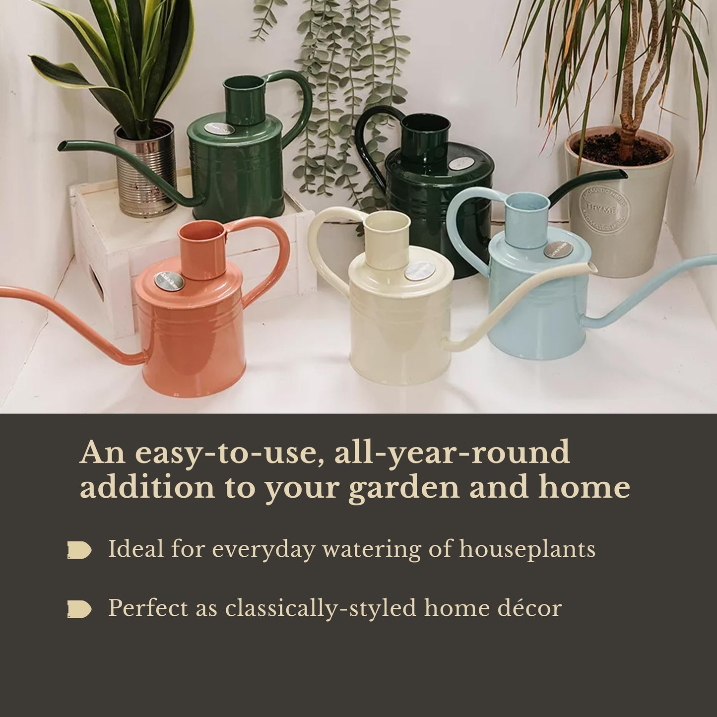 Kent & Stowe 1L Indoor Watering Can in Sage Green, Rust-Resistant Galvanised Watering Can with Handle and Long Spout, Classic All Year Round Garden Tools Made from Steel